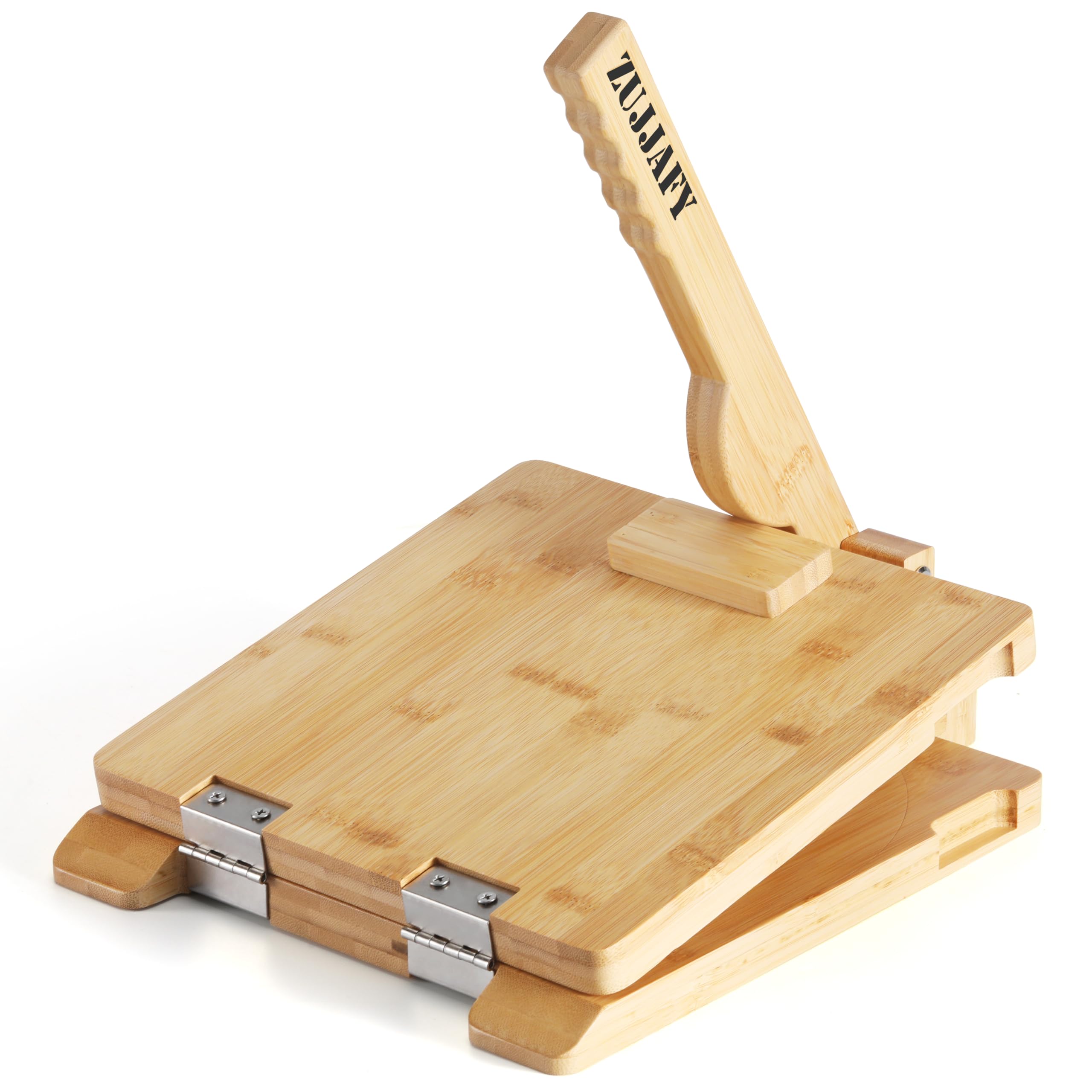 ZUJJAFY Tortilla Press 10 Inch Bamboo Tortilla Maker with 50pcs Parchment Paper, Mexican Tortillera Presser Homemade Tortillas P