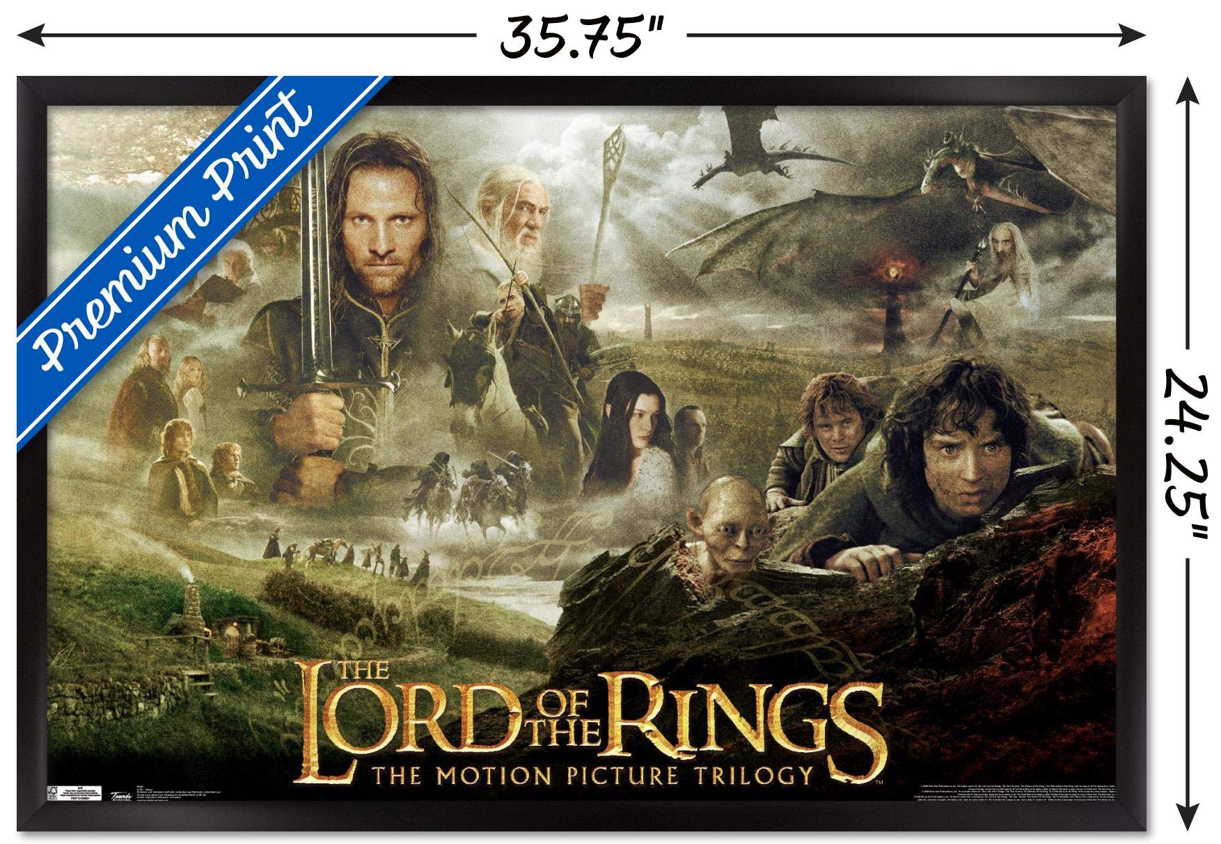 Trends International The Lord Of The Rings: The Motion Picture Trilogy Wall Poster, 22.375'' X 34'', Black Framed Version
