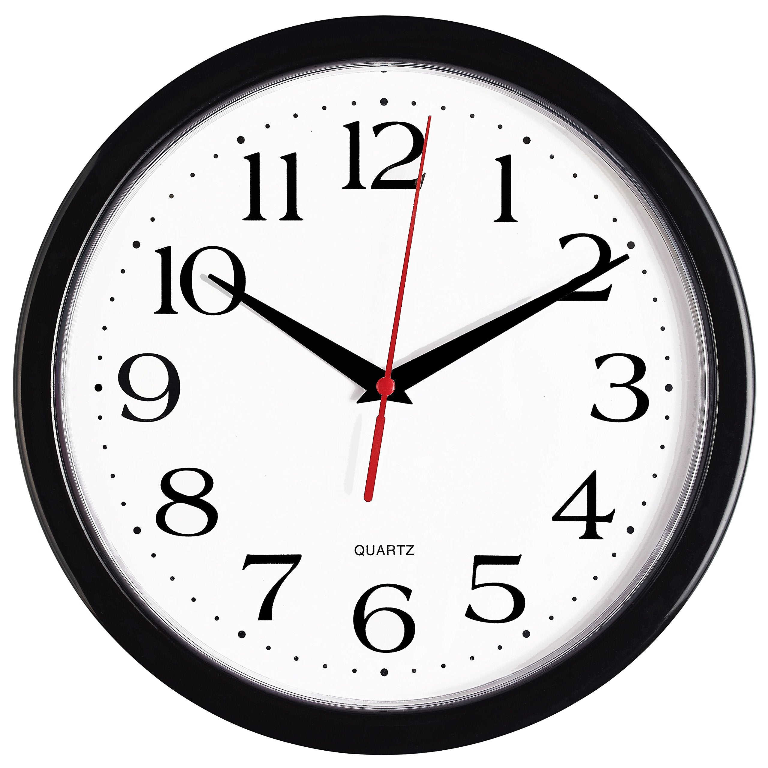Bernhard Products Black Wall Clock Silent Non Ticking 8 Inch Quality Quartz Battery Operated Round Easy to Read Home/Office/Kitc