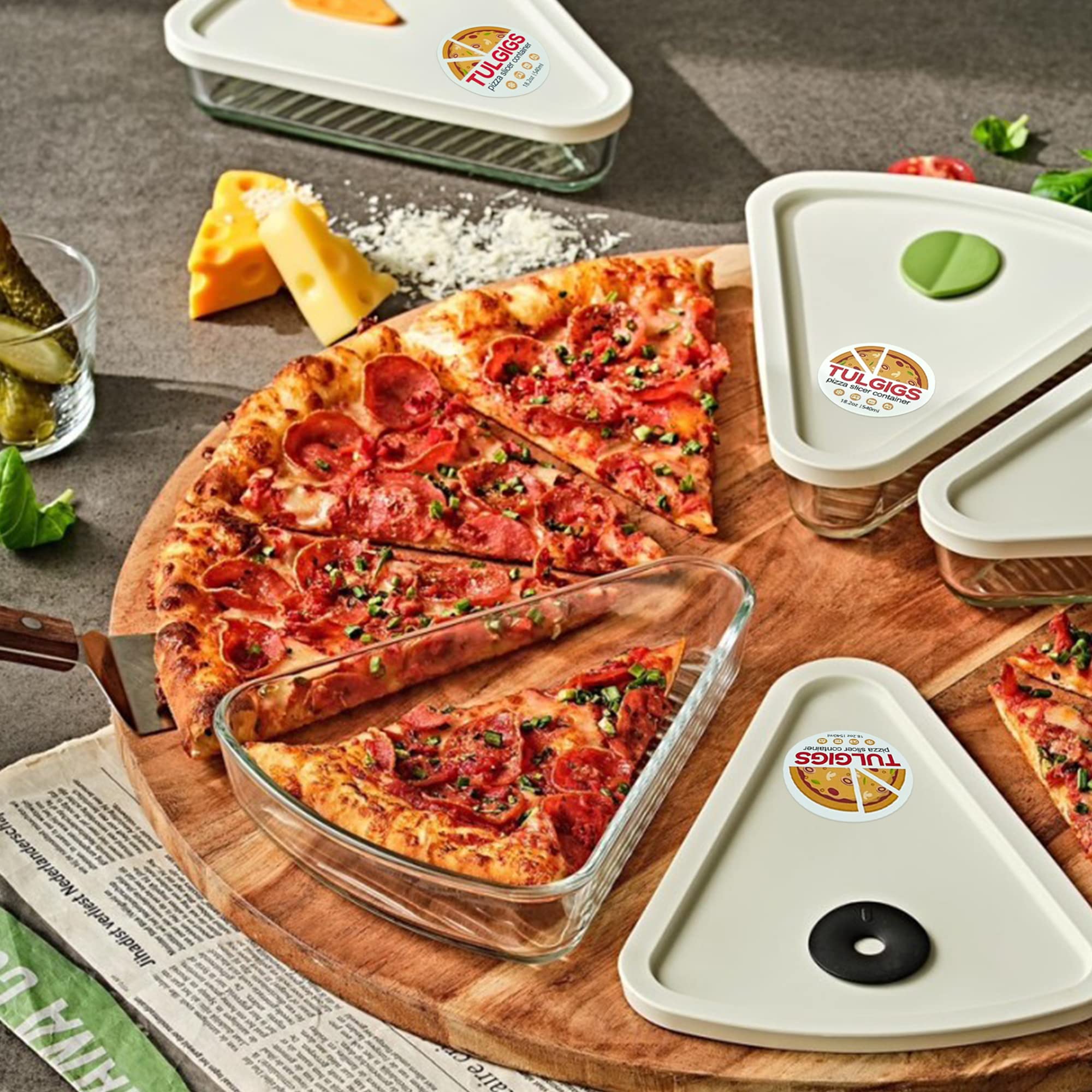 Reusable Pizza Slice Container Storage, Tray And Saver To Organize & Save Space With Bpa-Free Microwavable Heat & Shock Resistan