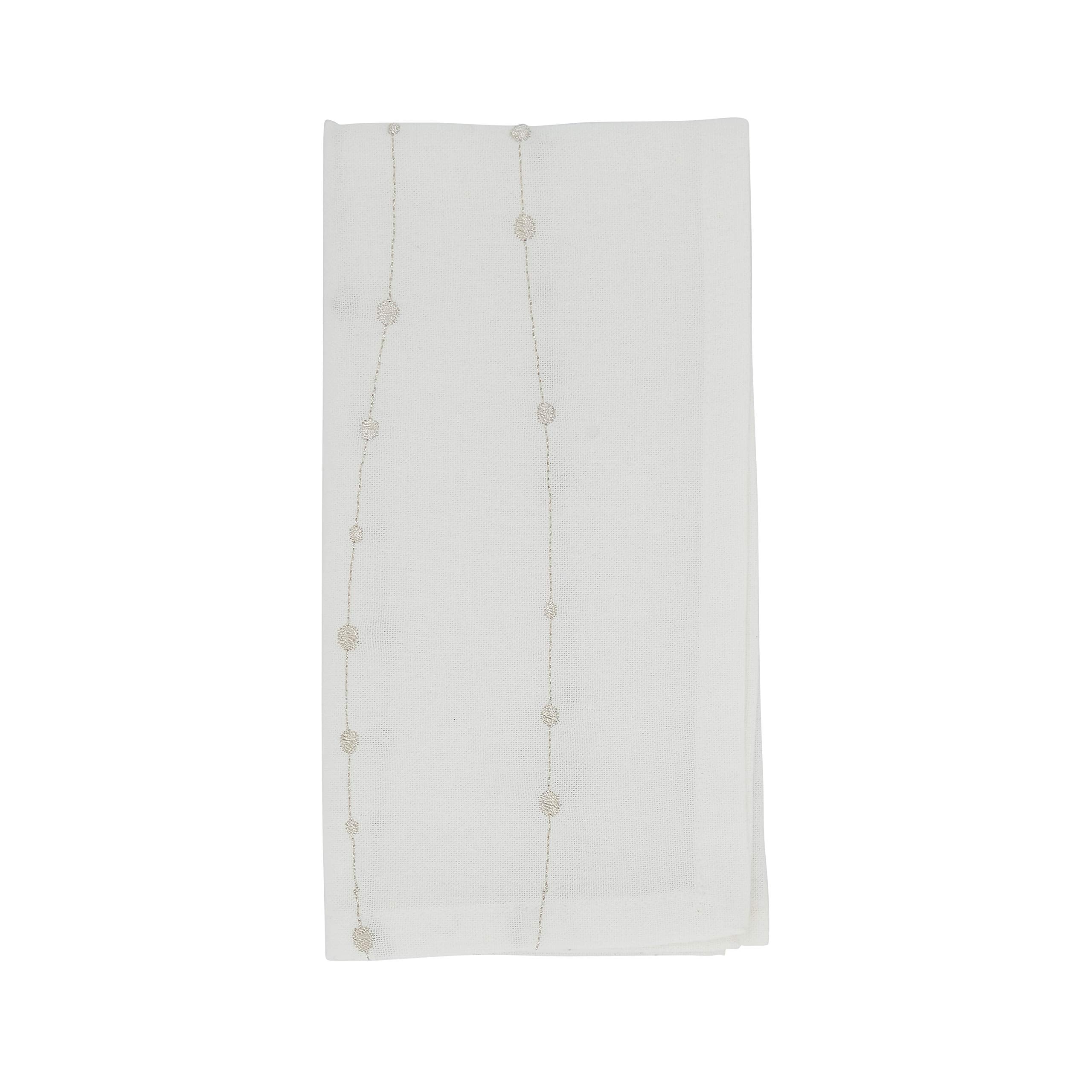 Saro Lifestyle Cristaux Collection Embroidered Design Napkins (Set Of 4), 20'', Silver