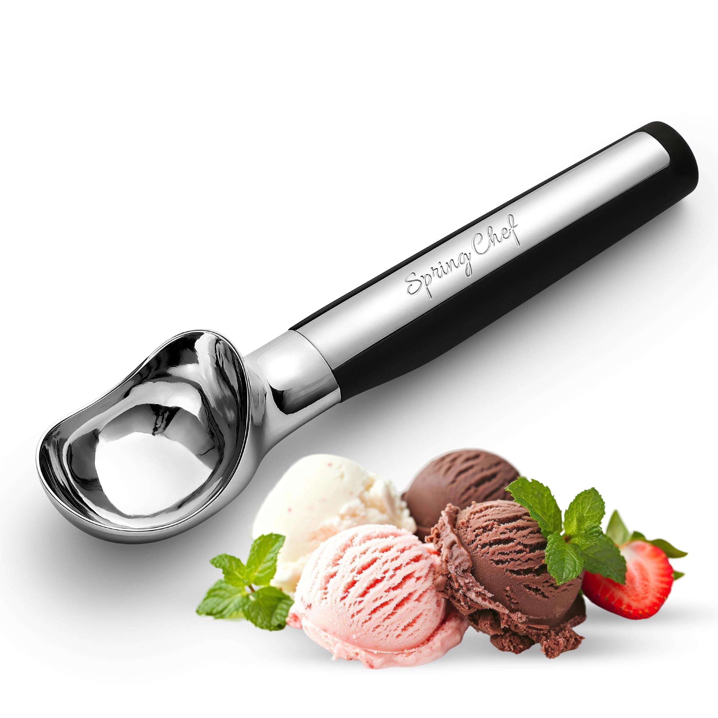 Spring Chef Heavy Duty Metal Ice Cream Scoop - Dishwasher Safe Ice Cream Scooper, Commercial Icecream Scoop Spade, Professional 