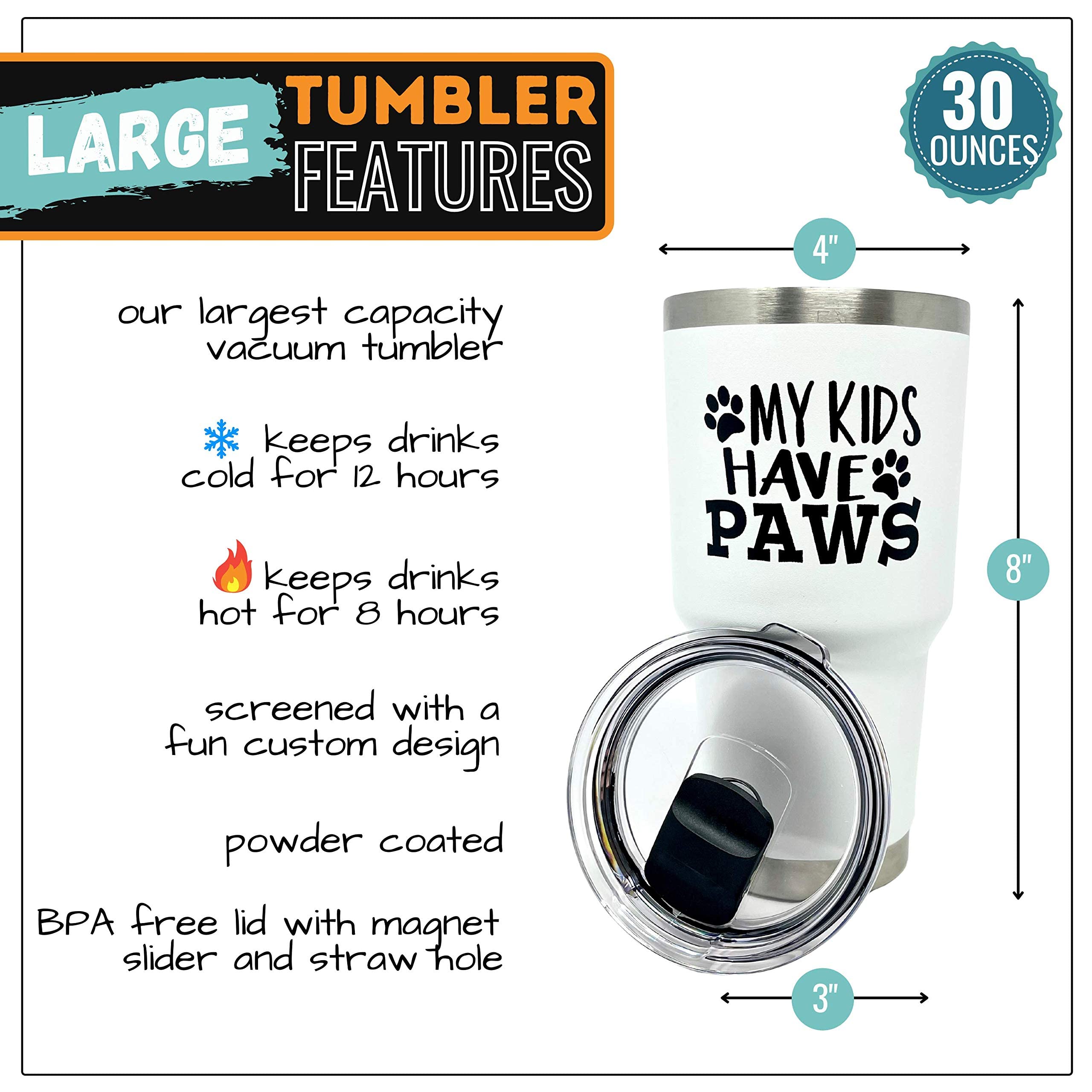 Brooke & Jess Designs Dog Lover Gifts - My Kids Have Paws Presents For Christmas, Birthday, Dad Dog, Dog Mom Mugs