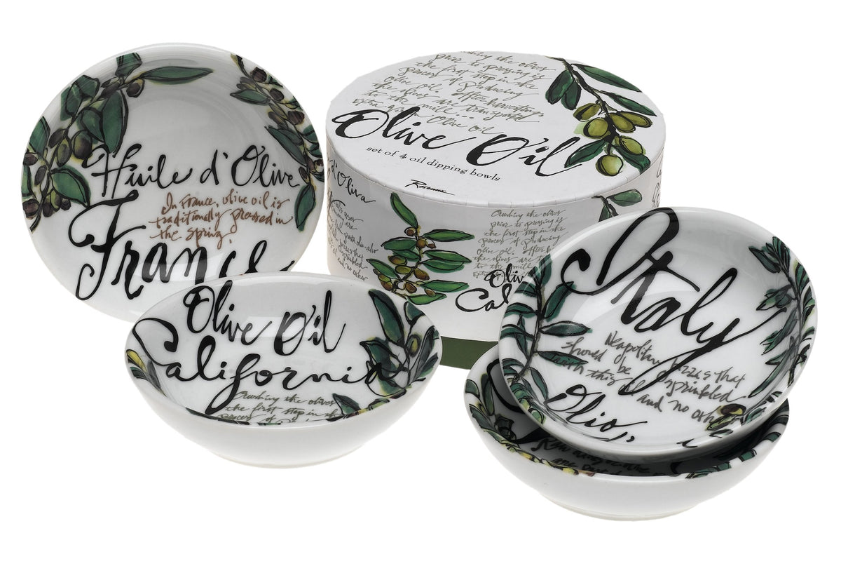 Rosanna Olive Oil Set of 4 Dipping Dishes, Gift-boxed,White