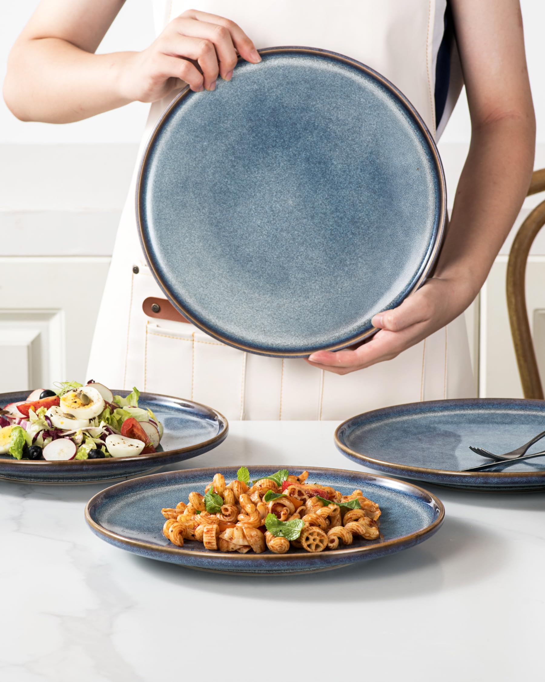Unicasa Ceramic Large Dinner Plates - 11 Inch Dessert, Salad Plate Set Of 4 For Steak, Pasta, Dinnerware Sets, Scratch Resistant