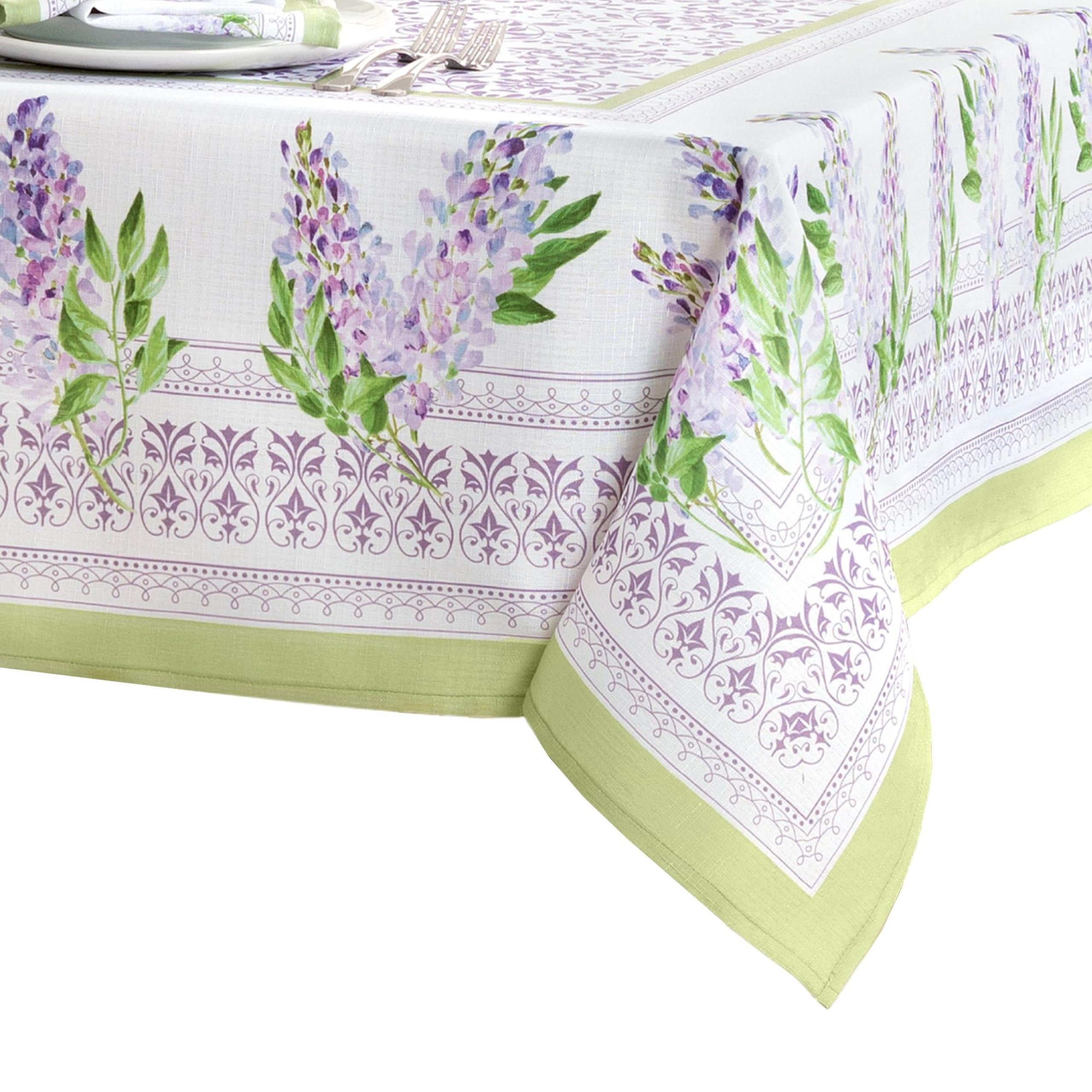 Elrene Home Fashions Lilac Garden Floral Spring/Summer Wrinkle Resistant Dining Tablecloth, 60x144 Rectangle