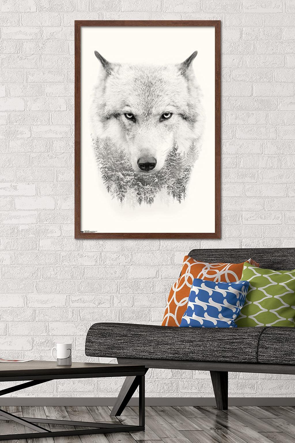 Trends International Wolf - Trees Wall Poster, 22.375'' X 34'', Mahogany Framed Version