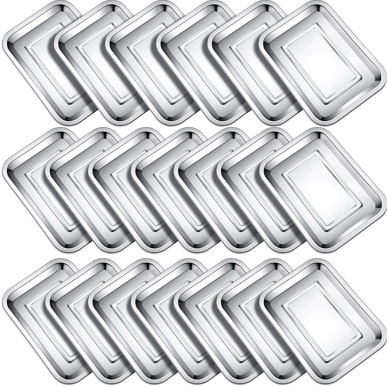 20 Pieces Baking Sheets Baking Tray For Oven Stainless Steel Nonstick Cookie Sheet Baking Pan Toaster Oven Tray 11 X 8 X 0.8 Inc
