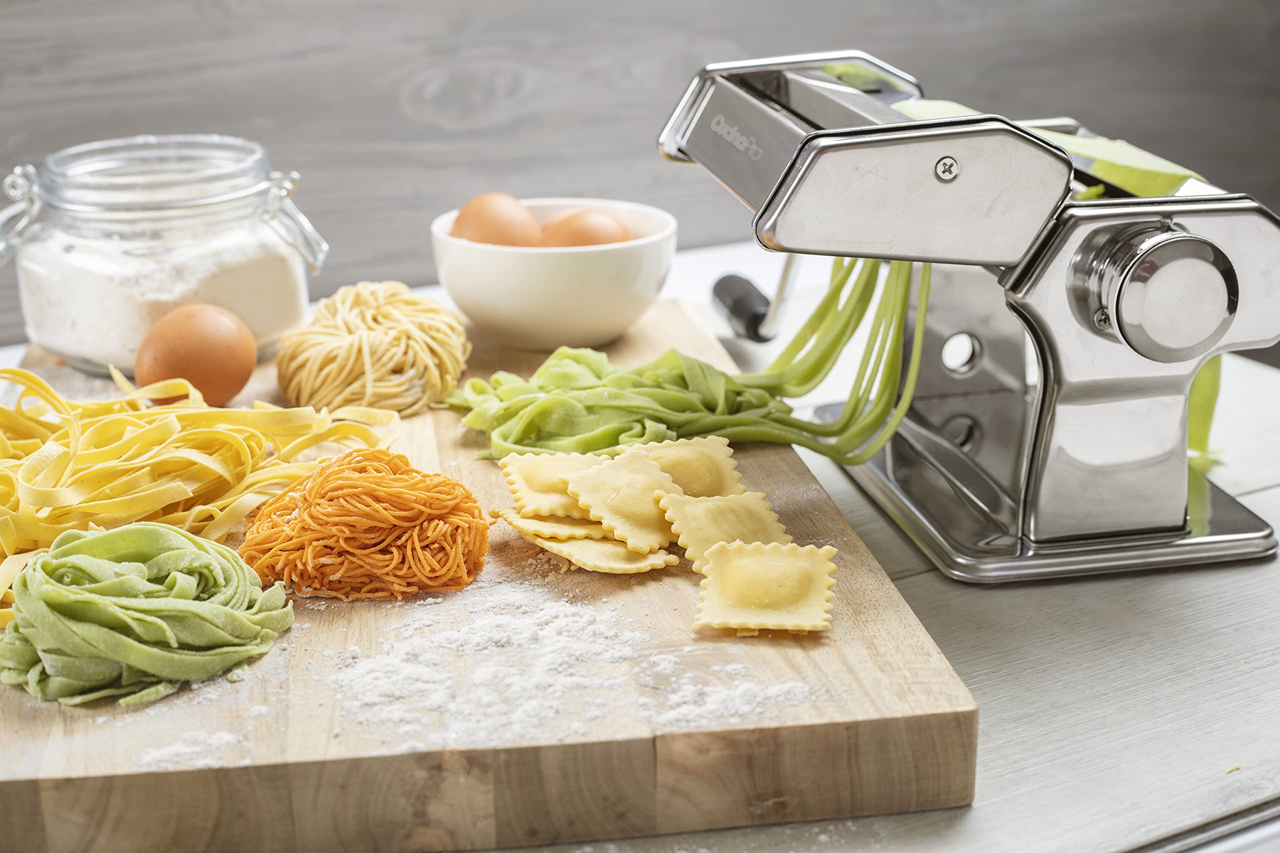 Cucinapro Pasta Maker Accessory Set- 5 Different Attachments - Compatible W Atlas Pasta Machine - Homemade Italian Noodles, Spag