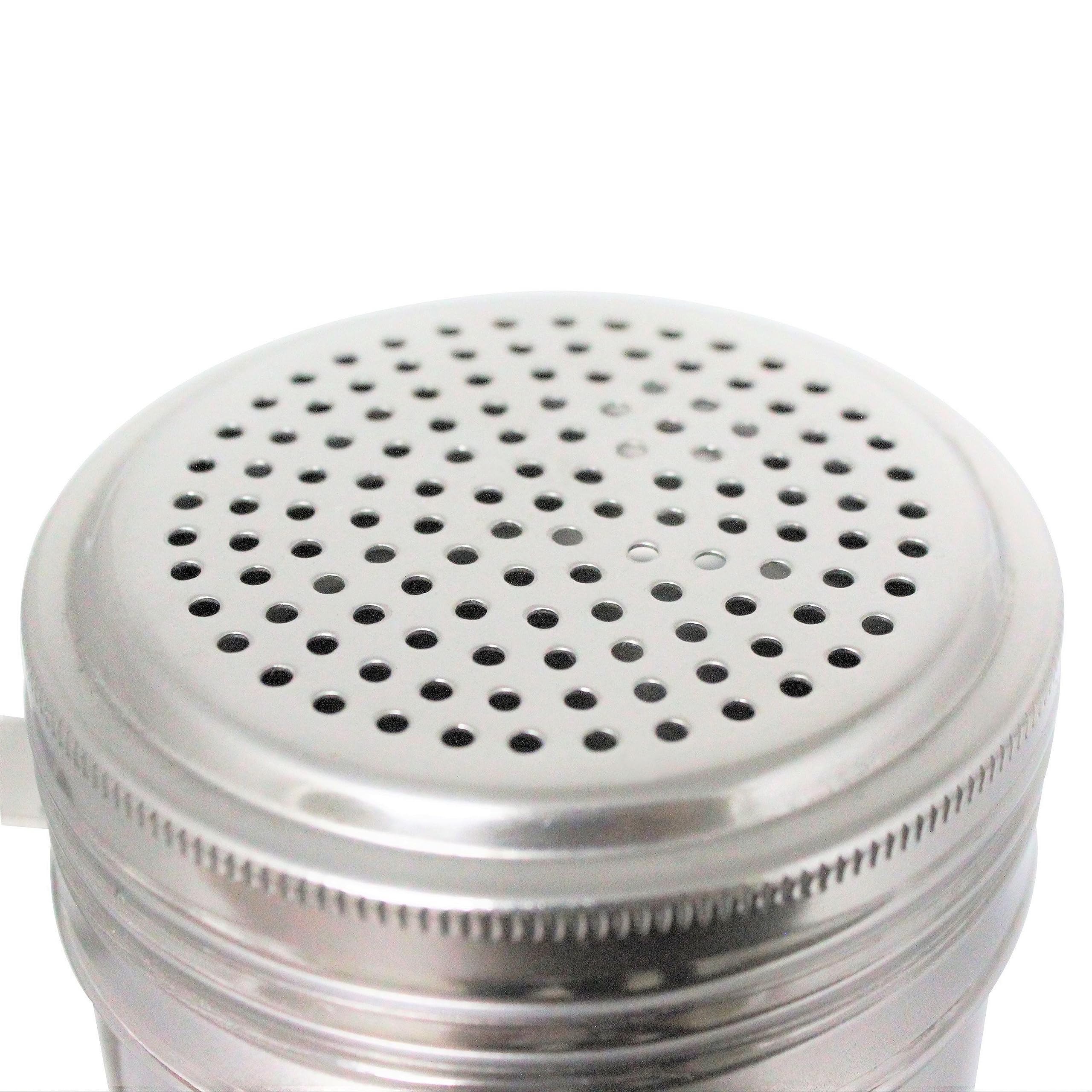 Truecraftware- Set Of 4 Dredge Shakers 10 Ounce Stainless Steel With Handle- Seasonings Spice Shakers Cheese Shakers Chili Flake