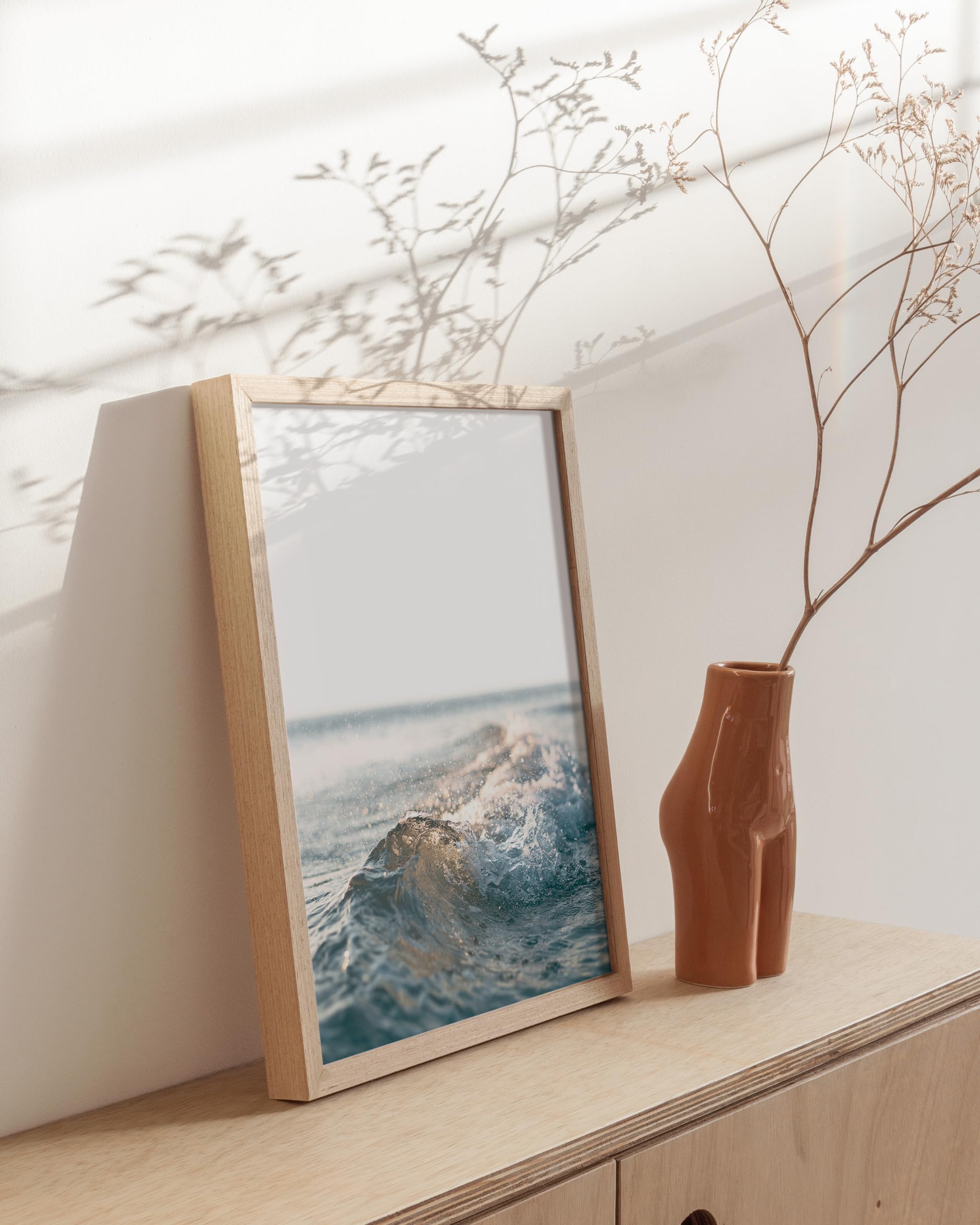 HAUS AND HUES Ocean Wall Art and Wave Poster - Ocean Wave Posters and Beach Art  Ocean Posters Wave Poster and Ocean Wall Decor Beachy Decorations Home Decor Waves Poster UNFRAMED 12''x16''
