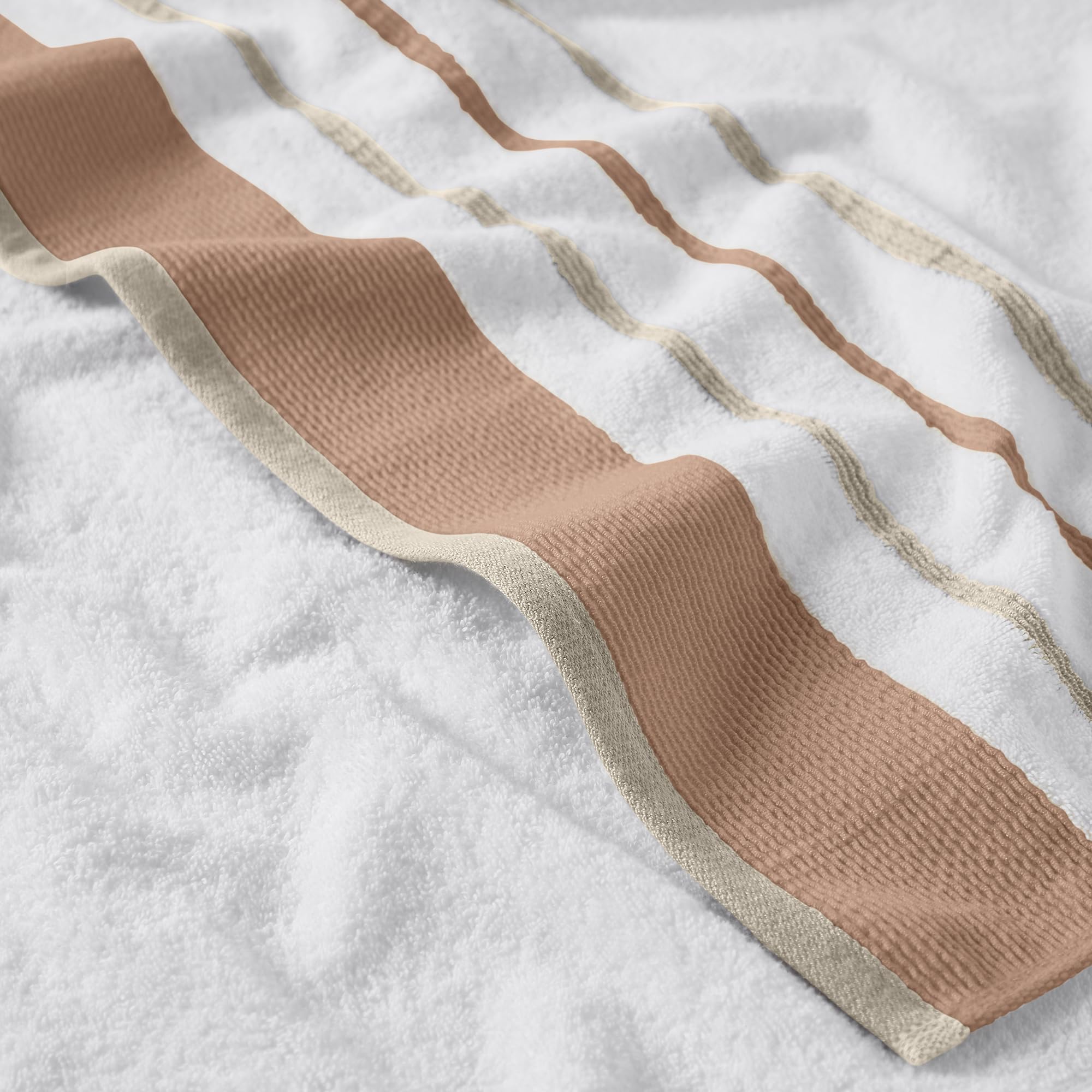 Decorative Bath Towel Set - Combed Cotton 6 Piece Towel Set - 2 Bath Towels, 2 Hand Towels, 2 Washcloths - Luxurious, Ultra-Soft