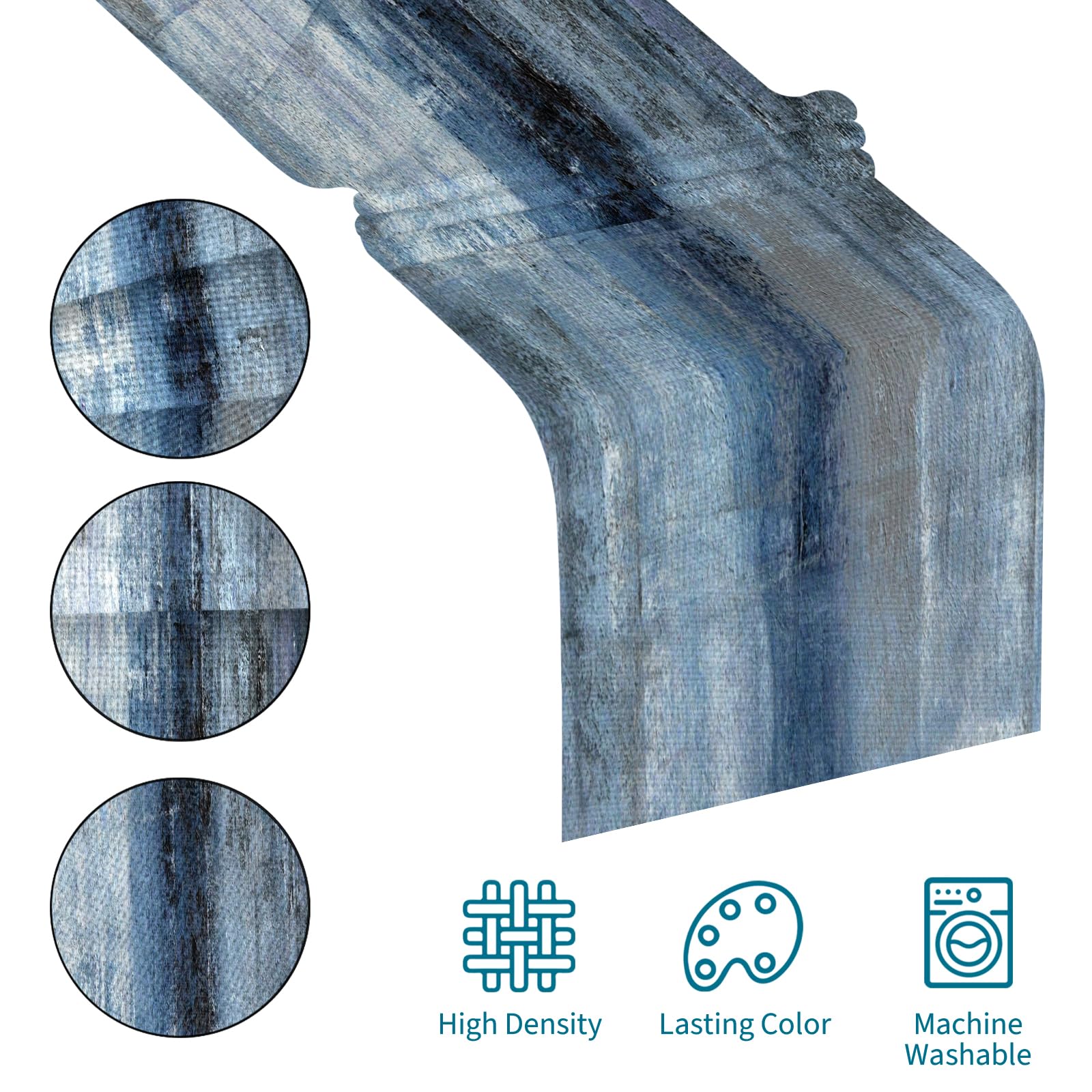 Blue Grey Long Table Runners Modern Art Farmhouse Linen Table Runners Dresser Scarves Retro Rustic Style for Party Kitchen Dinin