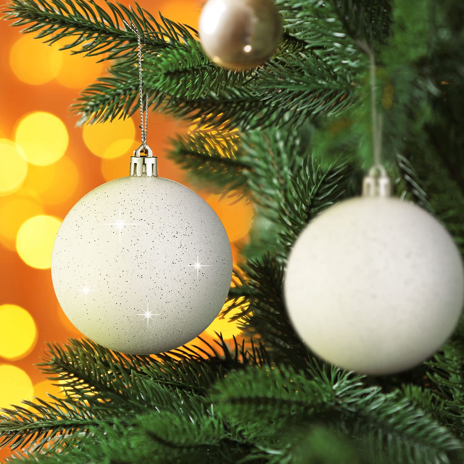 Zubebe 12 Pieces Large Christmas Ornaments Balls, Glitter Snowball Ornaments for Christmas Tree, Hanging Shatterproof Plastic Ba