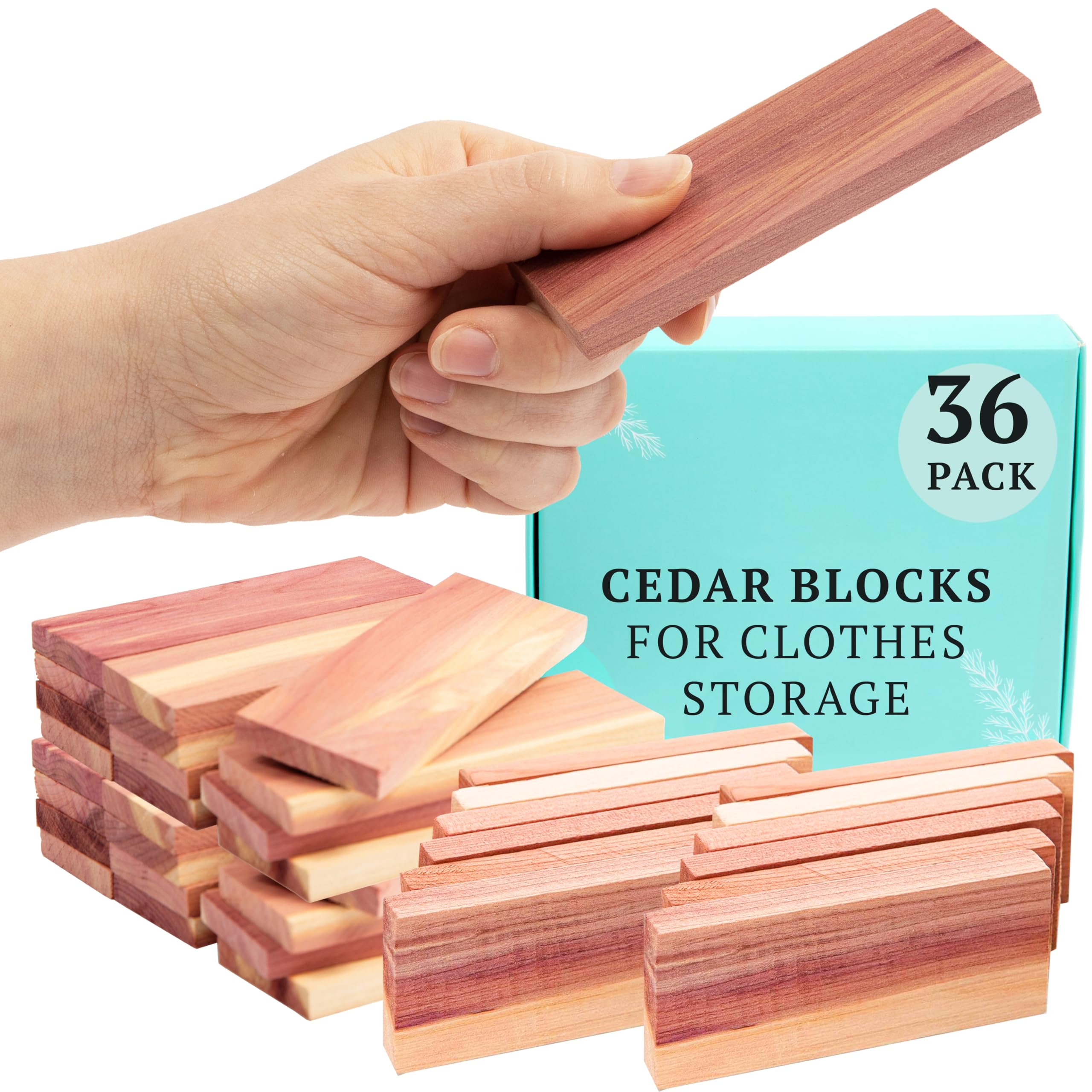36 Cedar Blocks For Clothes Storage - Cedar Chips For Closets And Drawers - Moth Balls Repellent For Closets - Cedar Planks - Ce