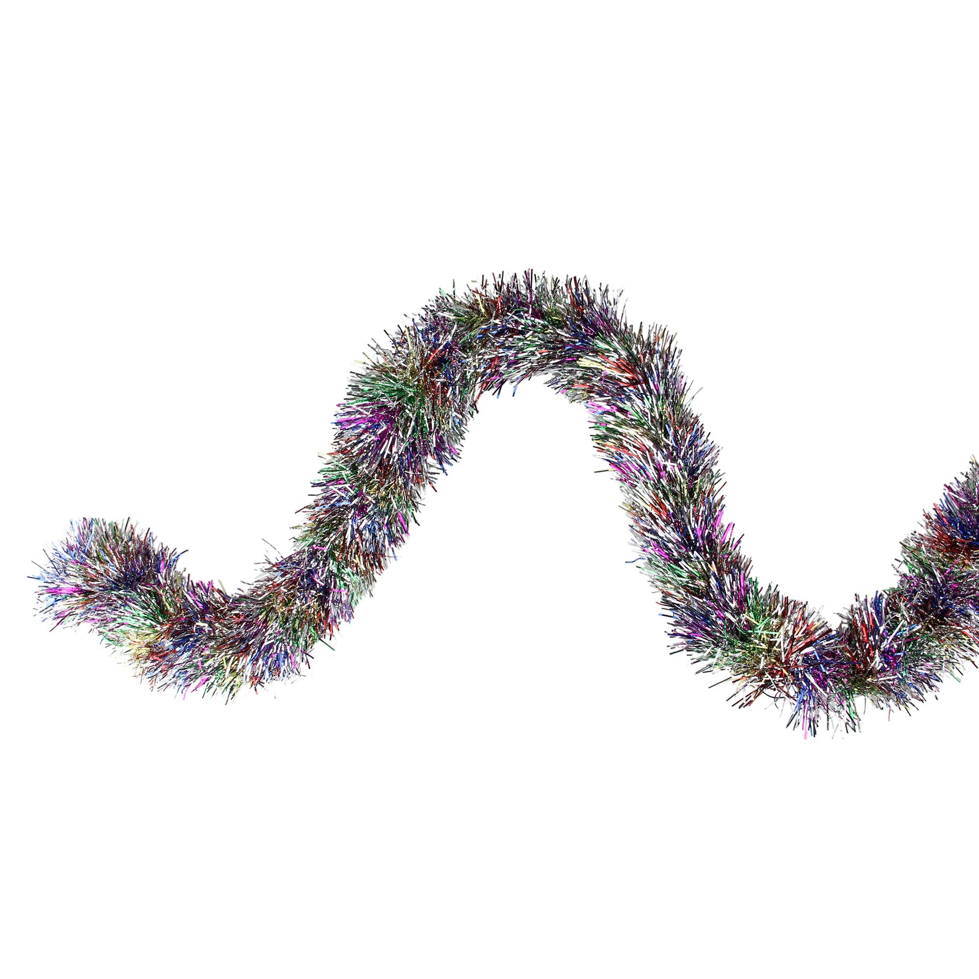 Northlight Festive Shiny Rainbow Colored Christmas Foil Tinsel Garland Unlit-8 Ply, 50', Multi