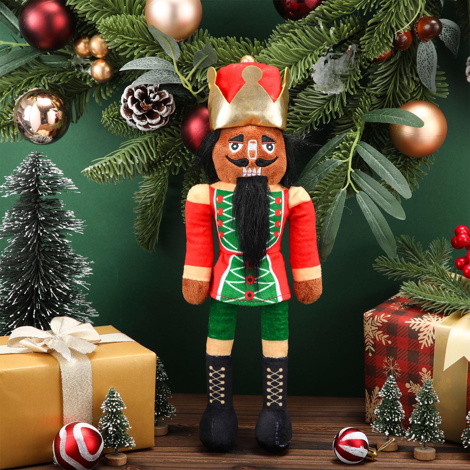 Lunmon 12 Inch Nutcracker Stuffed Plush Doll Gifts for Christmas Xmas Holiday Gifts Home Party Table Centerpieces(African Nutcra