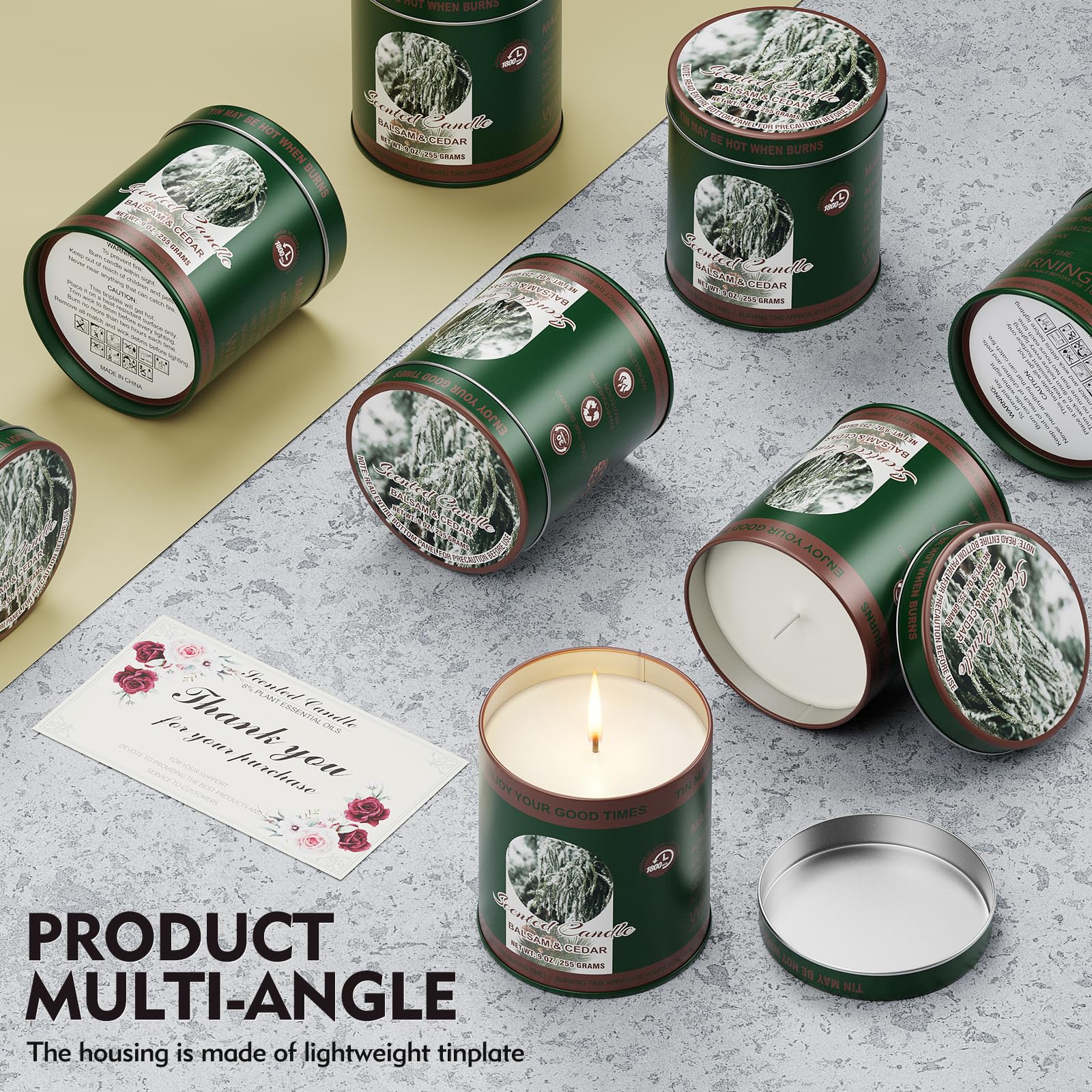 2 Pack Scented Candles (90 Total Burn Hours) - Soy Wax Candles 9 oz Each in Tin - Long Lasting Aromatherapy Candle Gift Set (Bal