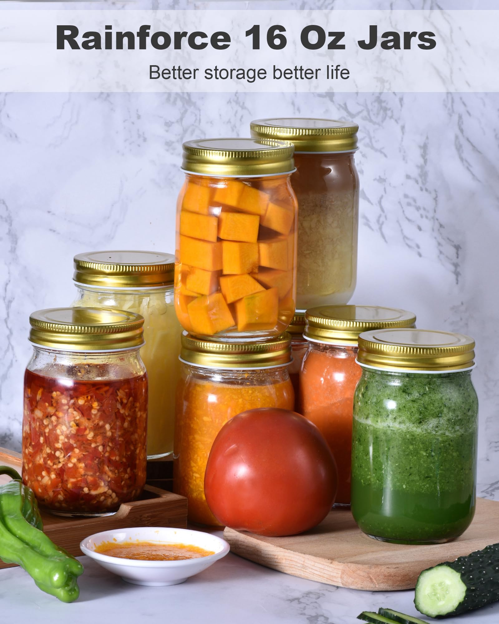 16 Oz Mason Jars With Lids Regular Mouth 15 Pack-16 Oz Glass Jars With Lids,Bulk Pint Clear Glass Jars For Meal Prep, Food Stora