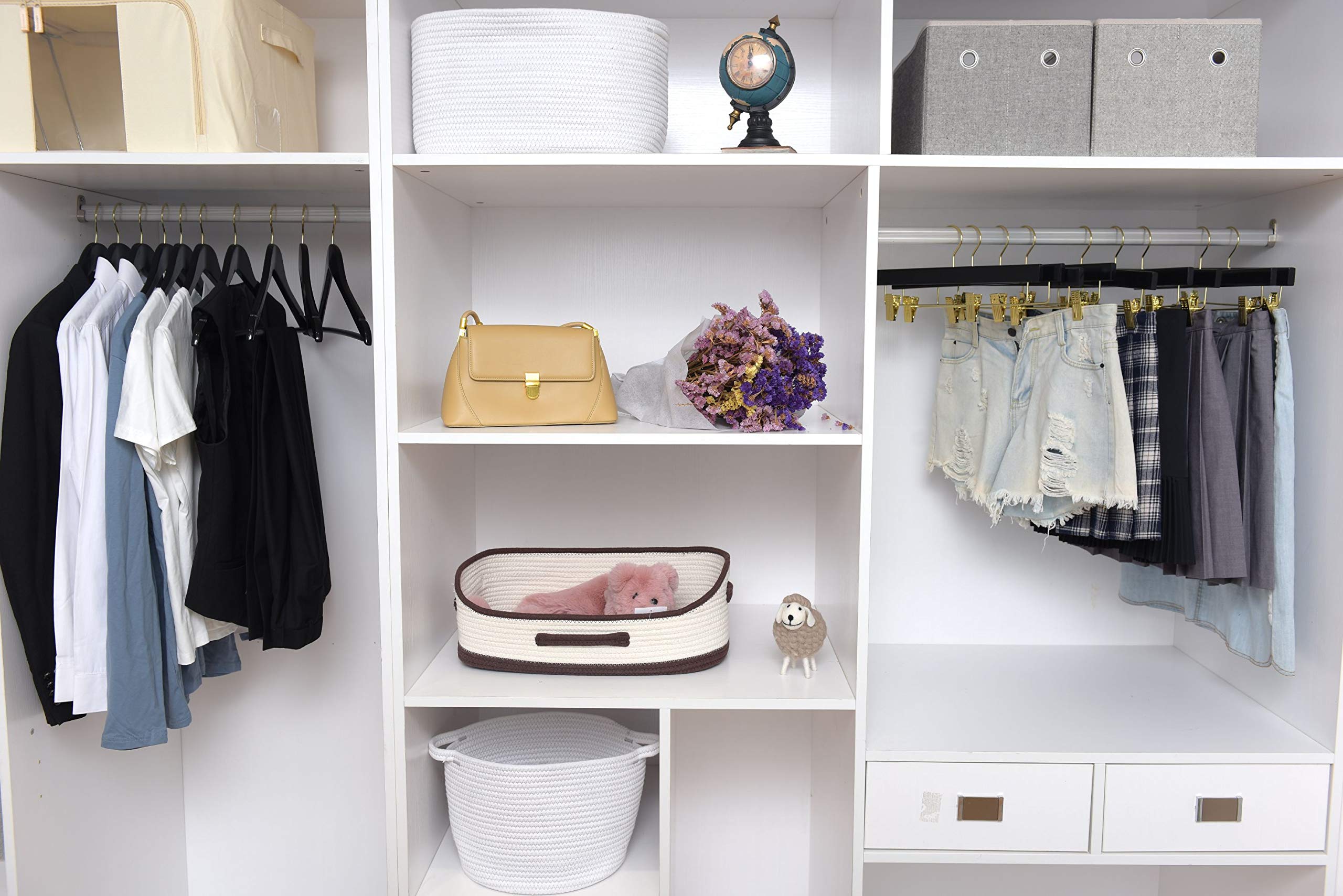 Quality Hangers Black Wooden Pants Hangers - 10-Pack Swivel Hook Cloth Hanger Set - Lotus Wood Skirt, Pant, Shorts And Slack Han