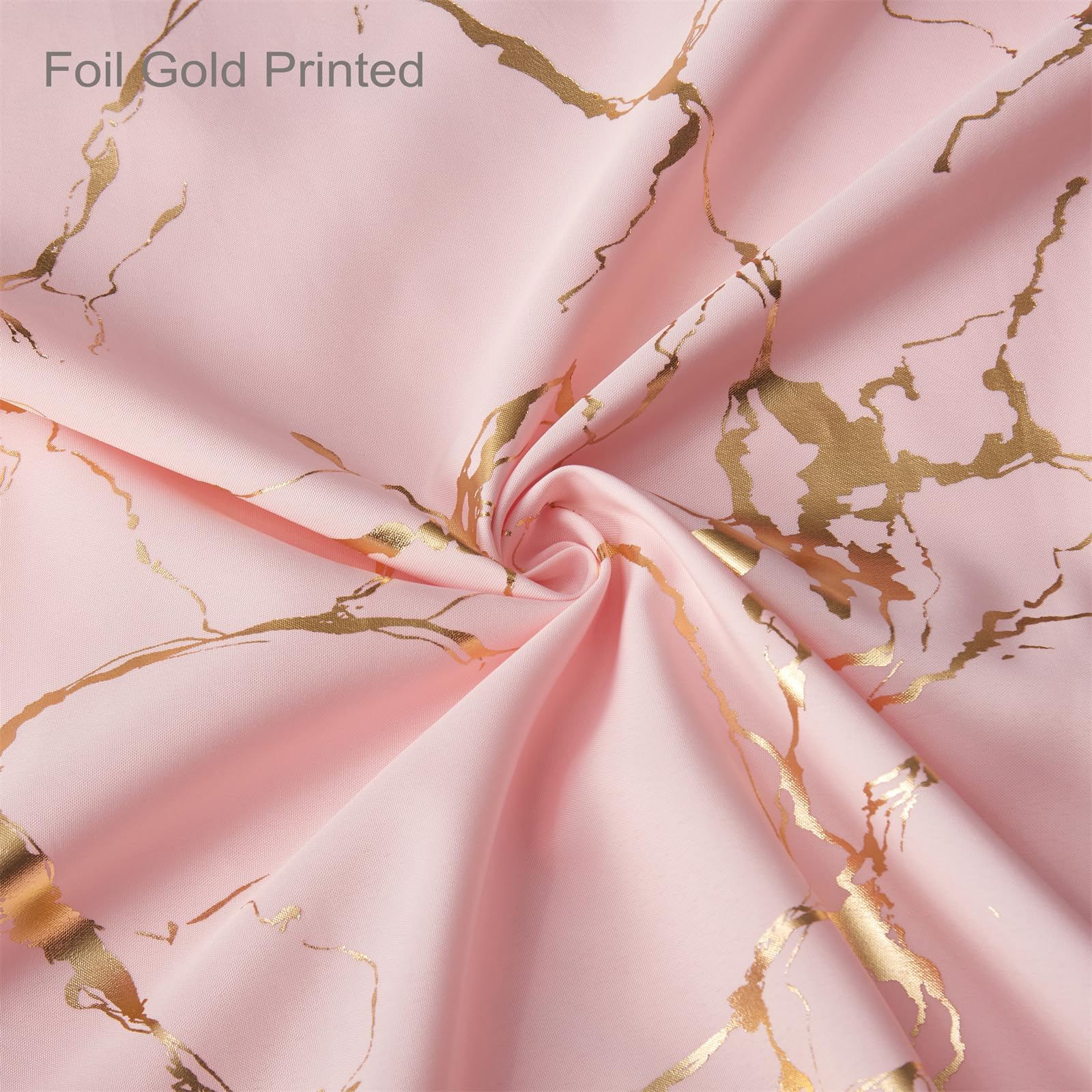 Pink Fabric Shower Curtain,Pink And Gold Marble Shower Curtains For Bathroom With Hooks,Unique Glitter Metallic Gold Foil Printe