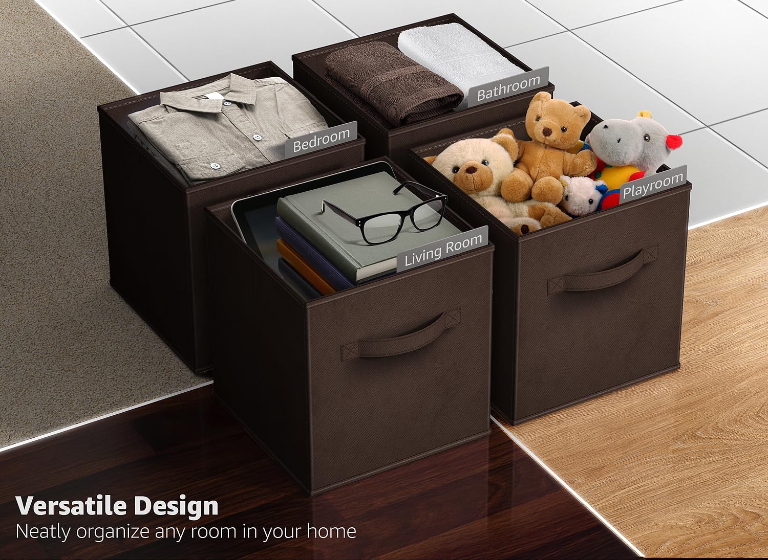 Sorbus Fabric Storage Cubes - 6 Foldable Storage Bins For Organizing Pantry, Cubbies, Toy Box - Clothes Storage & Closet Organiz