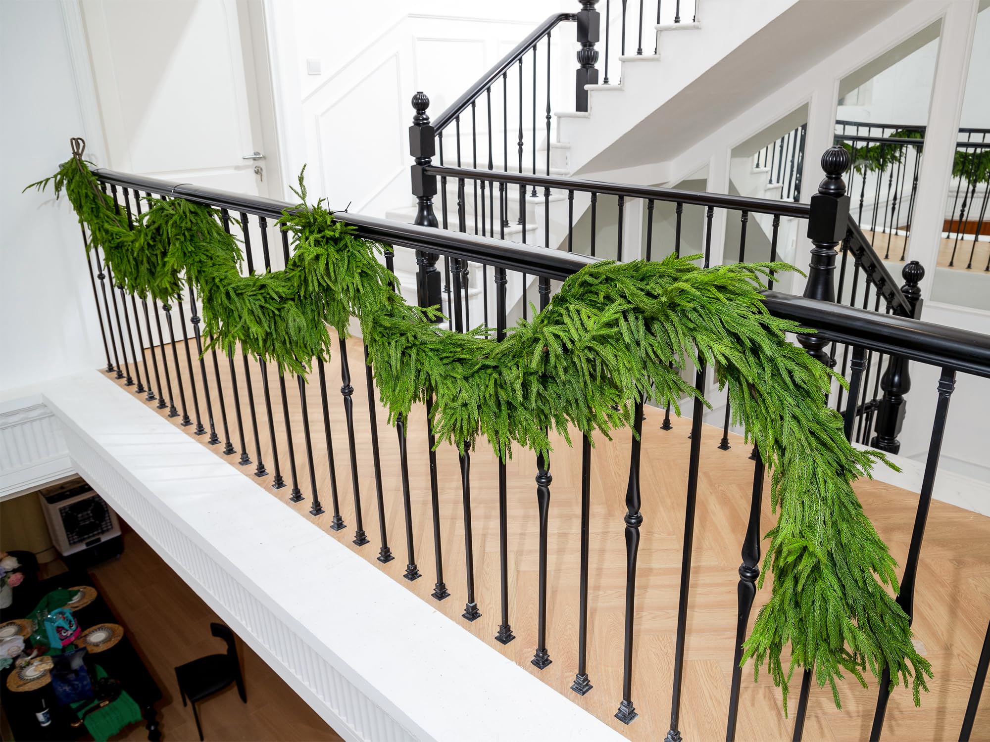 15FT Extra Full Christmas Garland Norfolk Pine Garland Realistic Artificial Christmas Greenery Garland for Mantle Stairs Railing