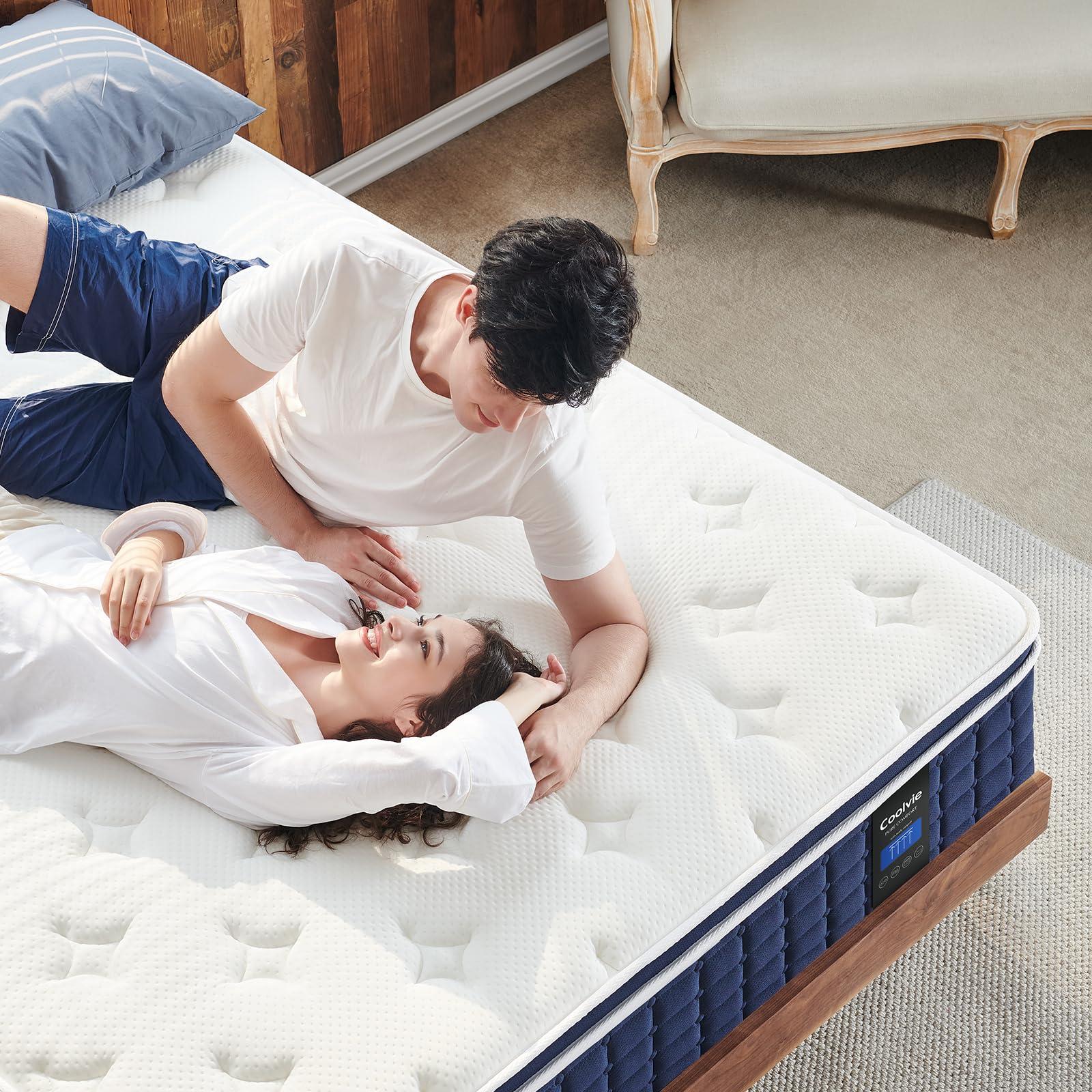 Coolvie Twin Xl Mattress 12 Inch, Medium Firm Xl Twin Mattress In A Box, Hybrid Individual Pocket Springs With Memory Foam, Cool