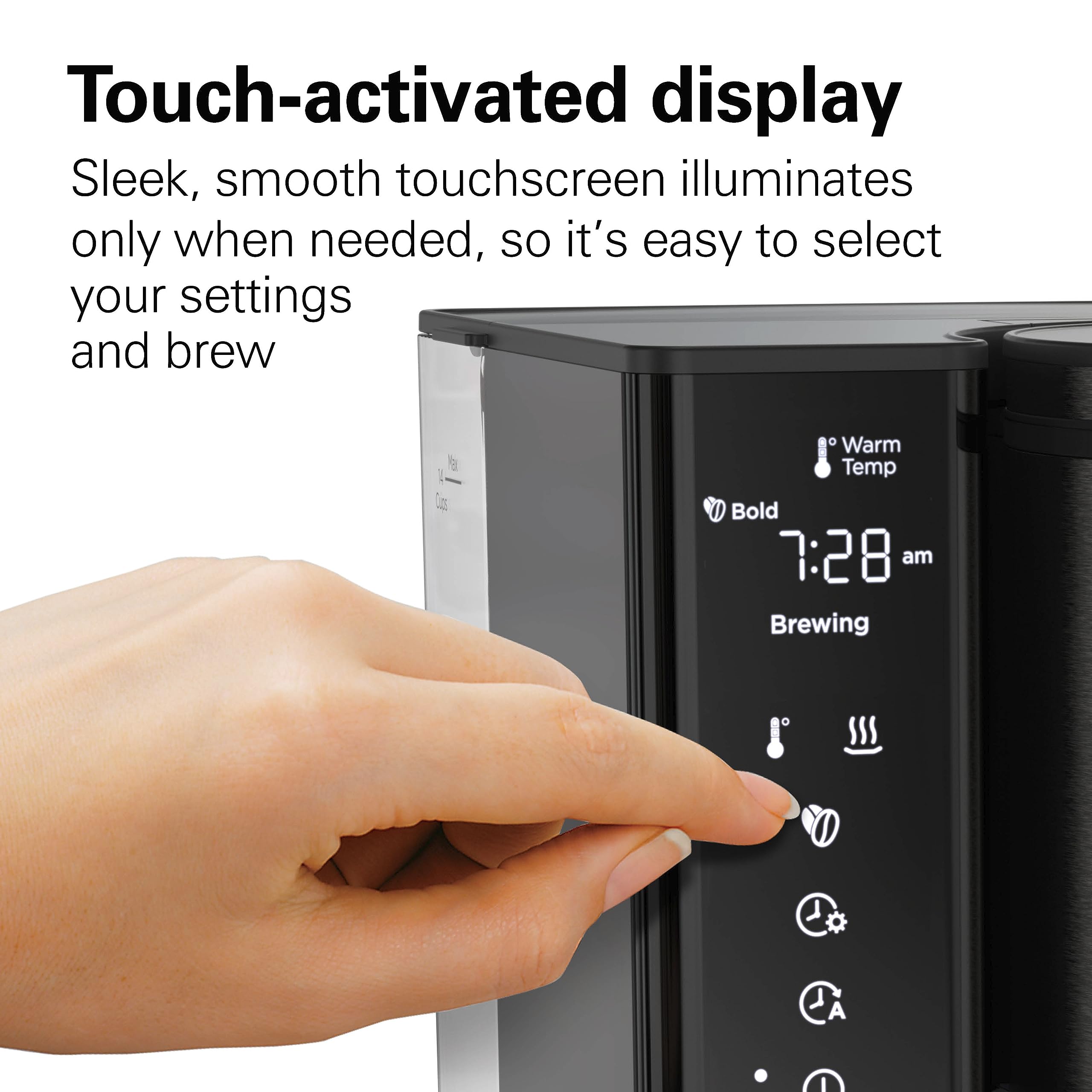 Hamilton Beach 14 Cup Programmable Coffee Maker With Easy Measure Light Up Reusable Filter, Removable 70 Oz. Water Reservoir, Bl