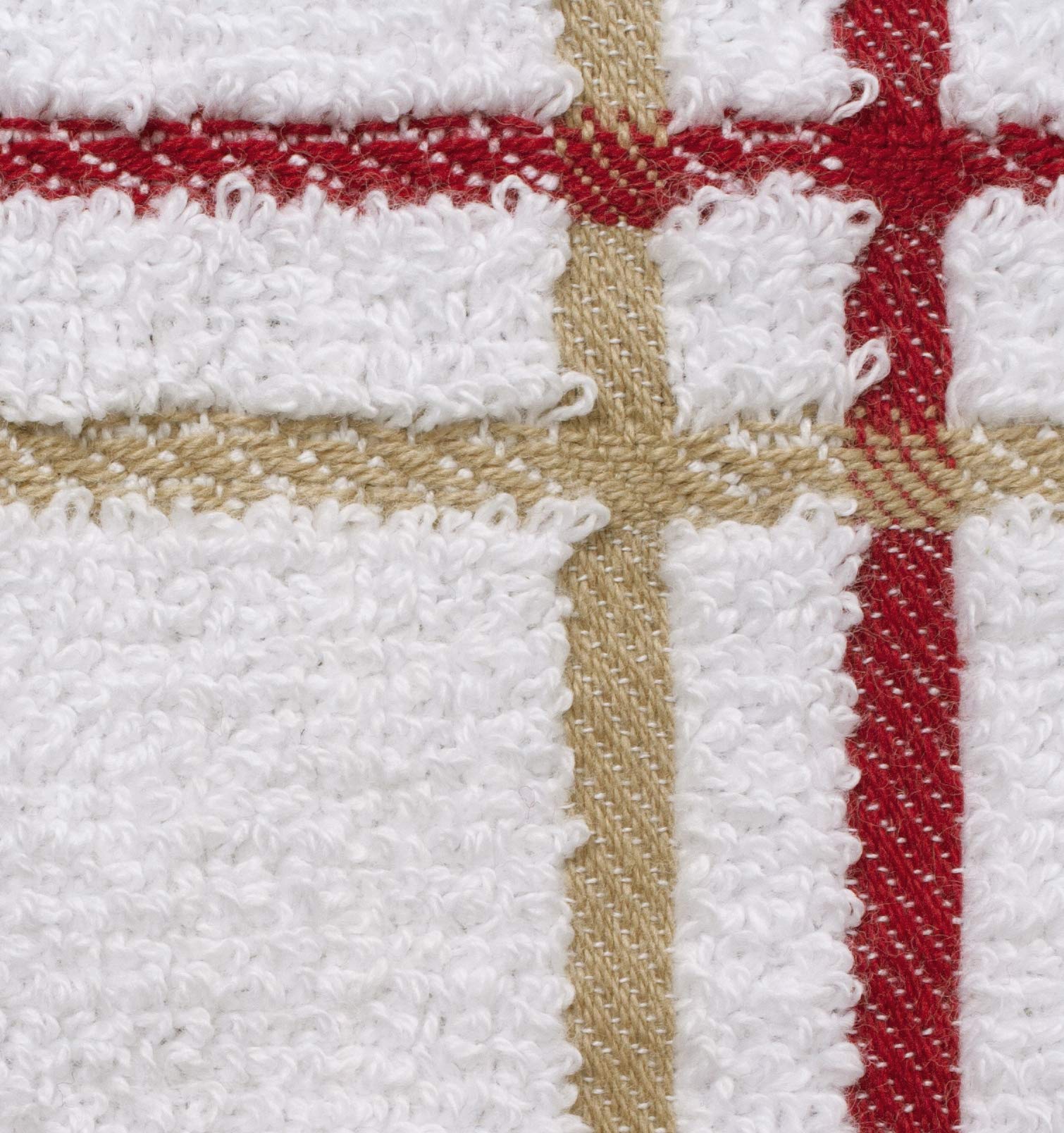 Ritz KitchenWears 100% Cotton Terry Hanging Kitchen Tie Towel  Multi-Check  Biscotti