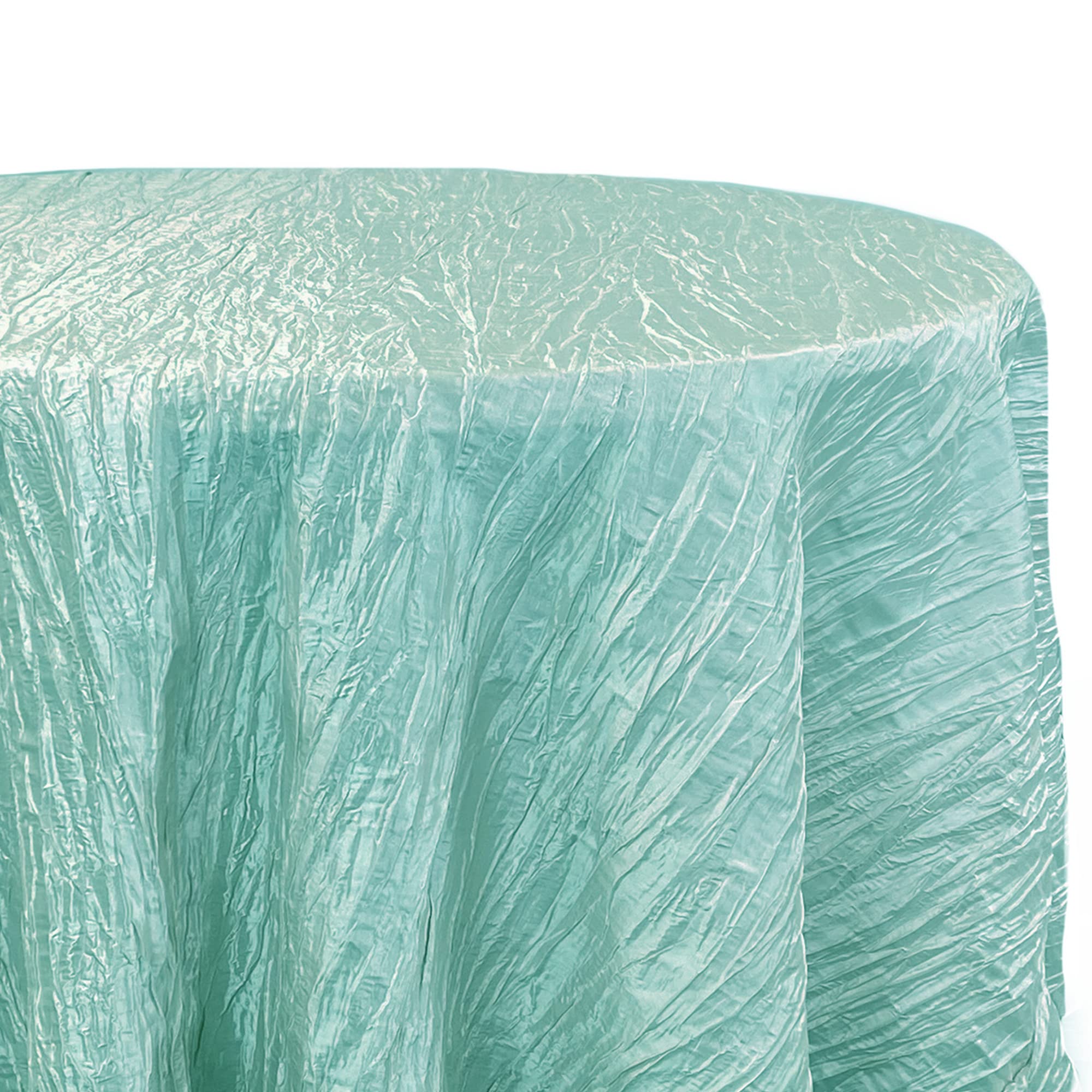 Your Chair Covers - 132 Inch Round Crinkle Taffeta Tablecloth - Robin Egg, Crushed Shiny Dining Table Cloth For Wedding Party Bi