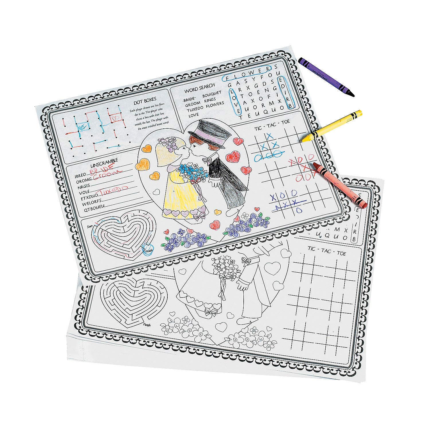 Fun Express Paper Wedding Childrens Activity Placemats - 12 Pieces