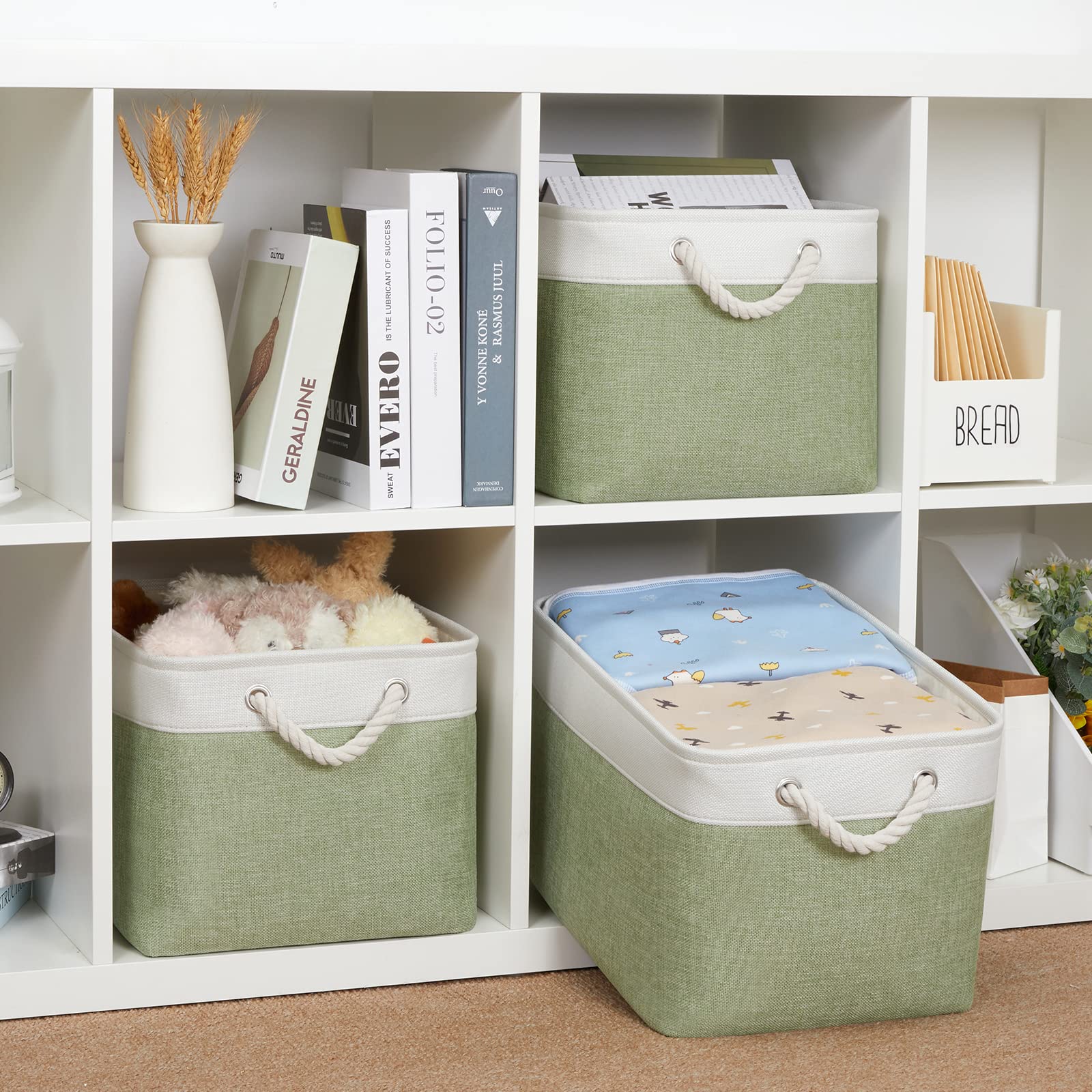 Bidtakay Large Fabric Baskets For Organizing [3-Pack] Closet Organizers And Storage Baskets For Gifts Empty Foldable Nursery Bas