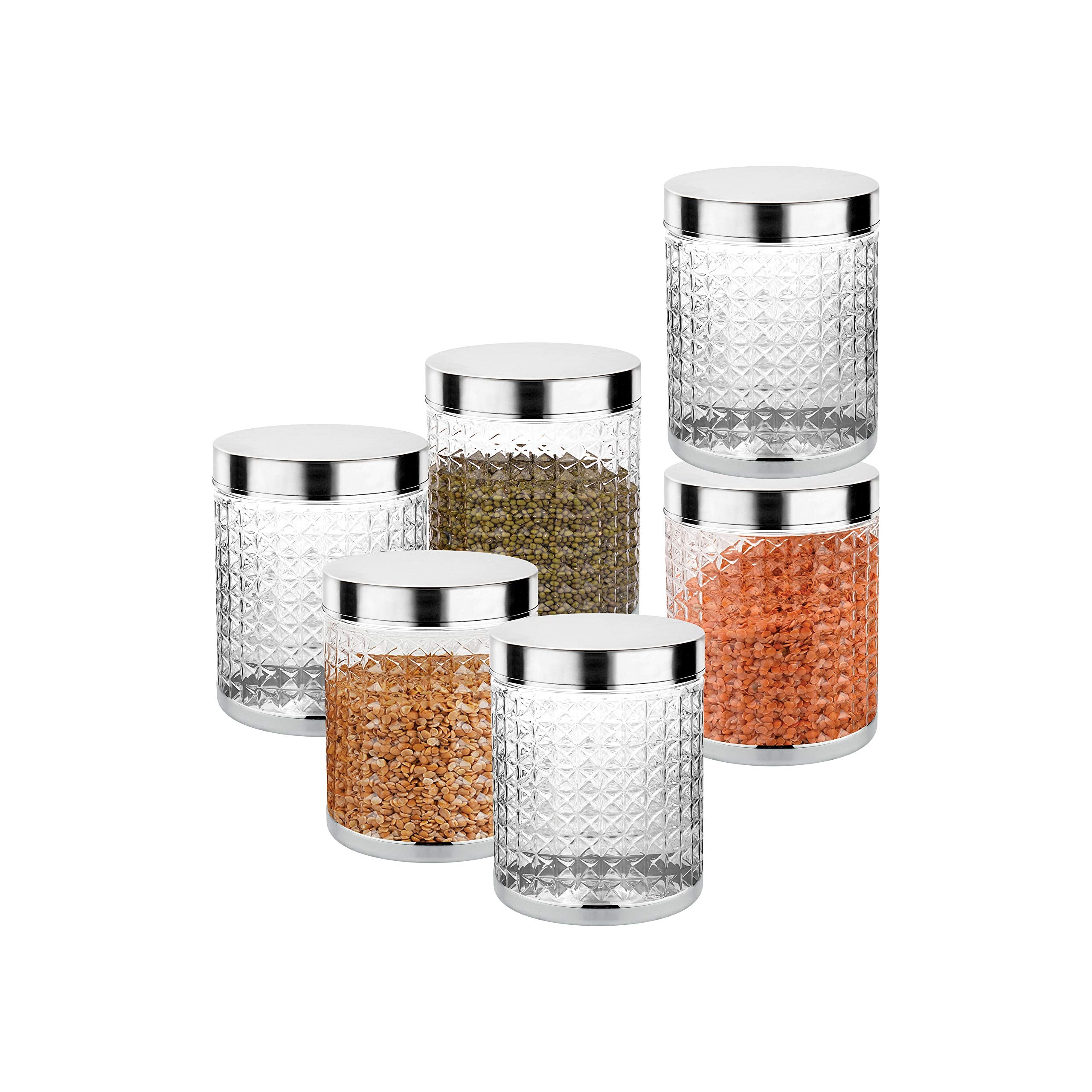 Sky Hector Celebration 6 Pcs Storage Pet Container Gift Set For Kitchen,1850 Ml X 6 Pcs,Silver.