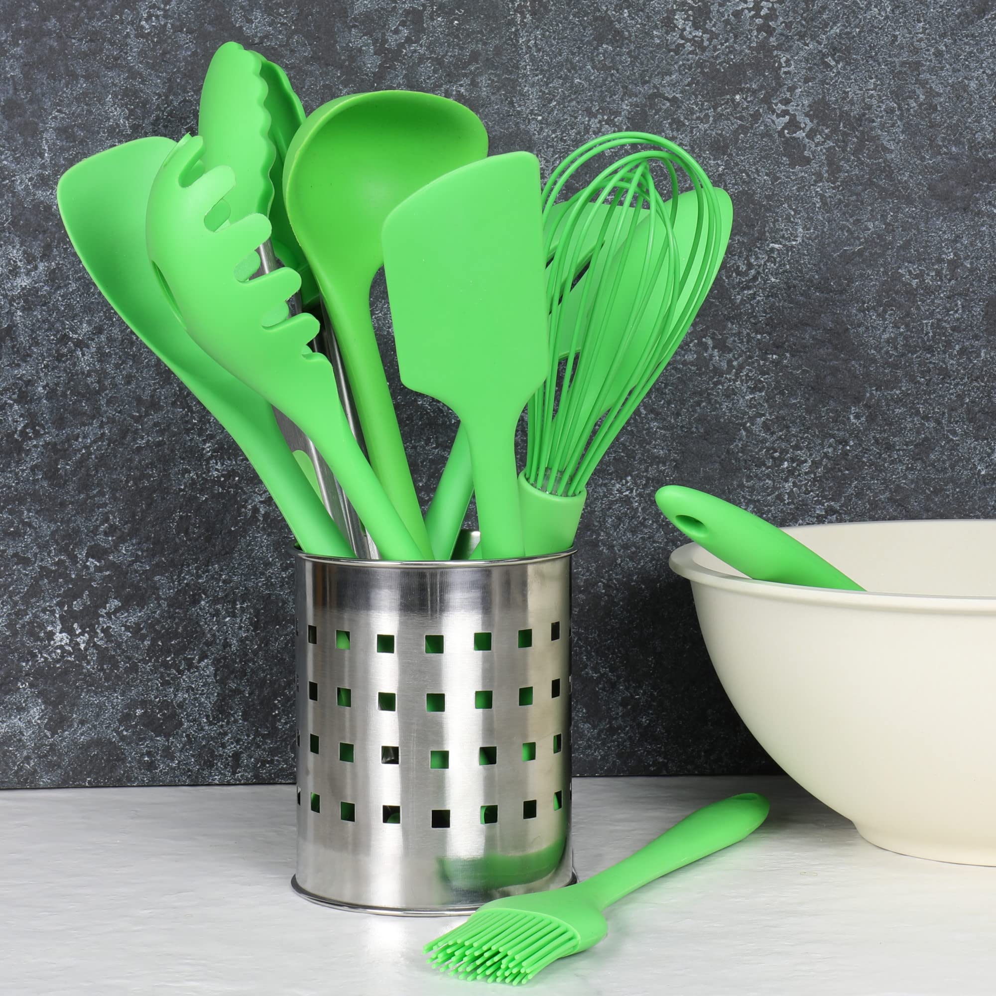 Chef Craft Premium Silicone Angled Spatula, 11 Inch, Green