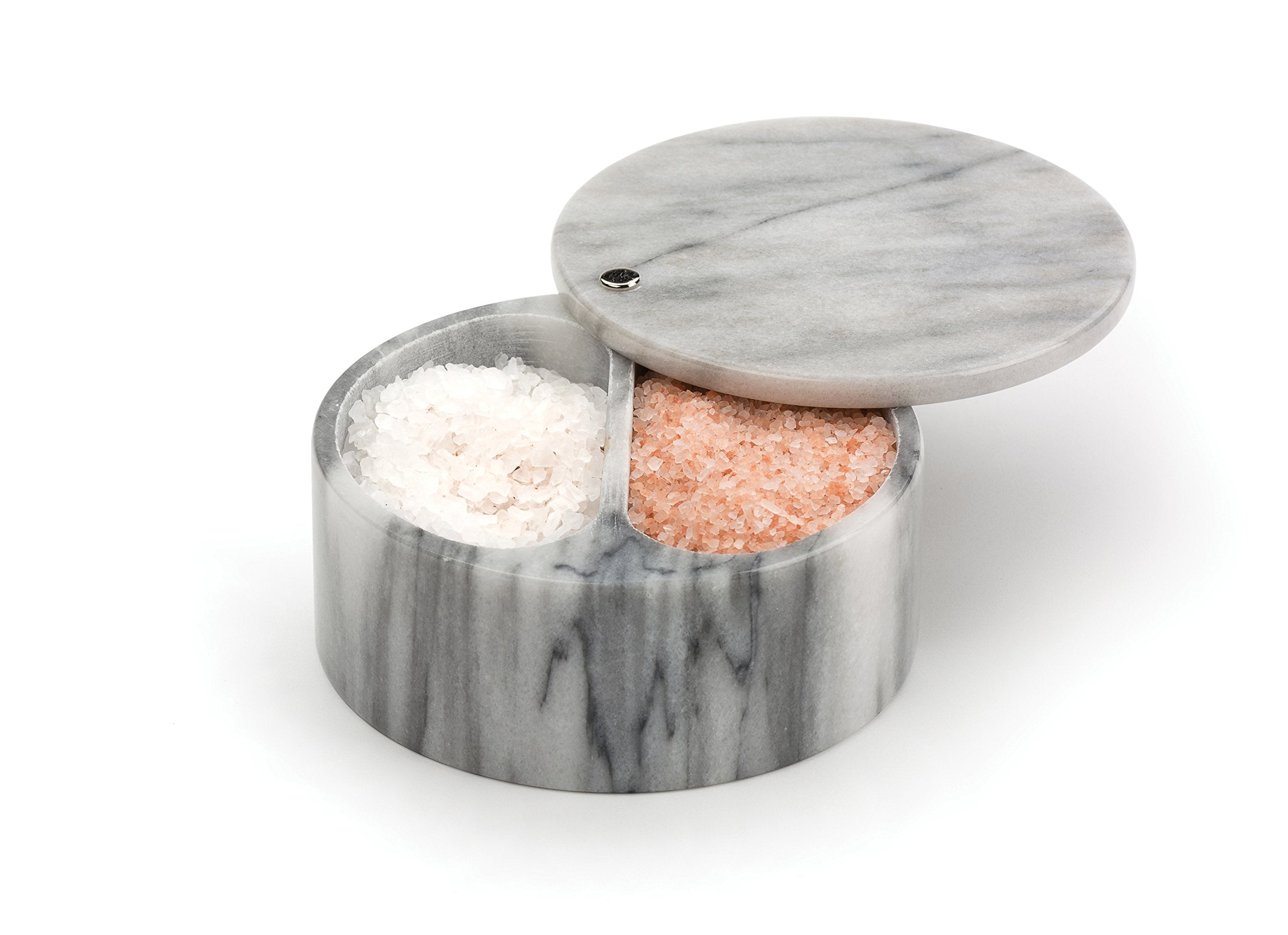Rsvp International Dual Compartment Box | Chic & Modern Herb Container | 10 Ounces Total | Swivel Top Protects Salts | Beautiful