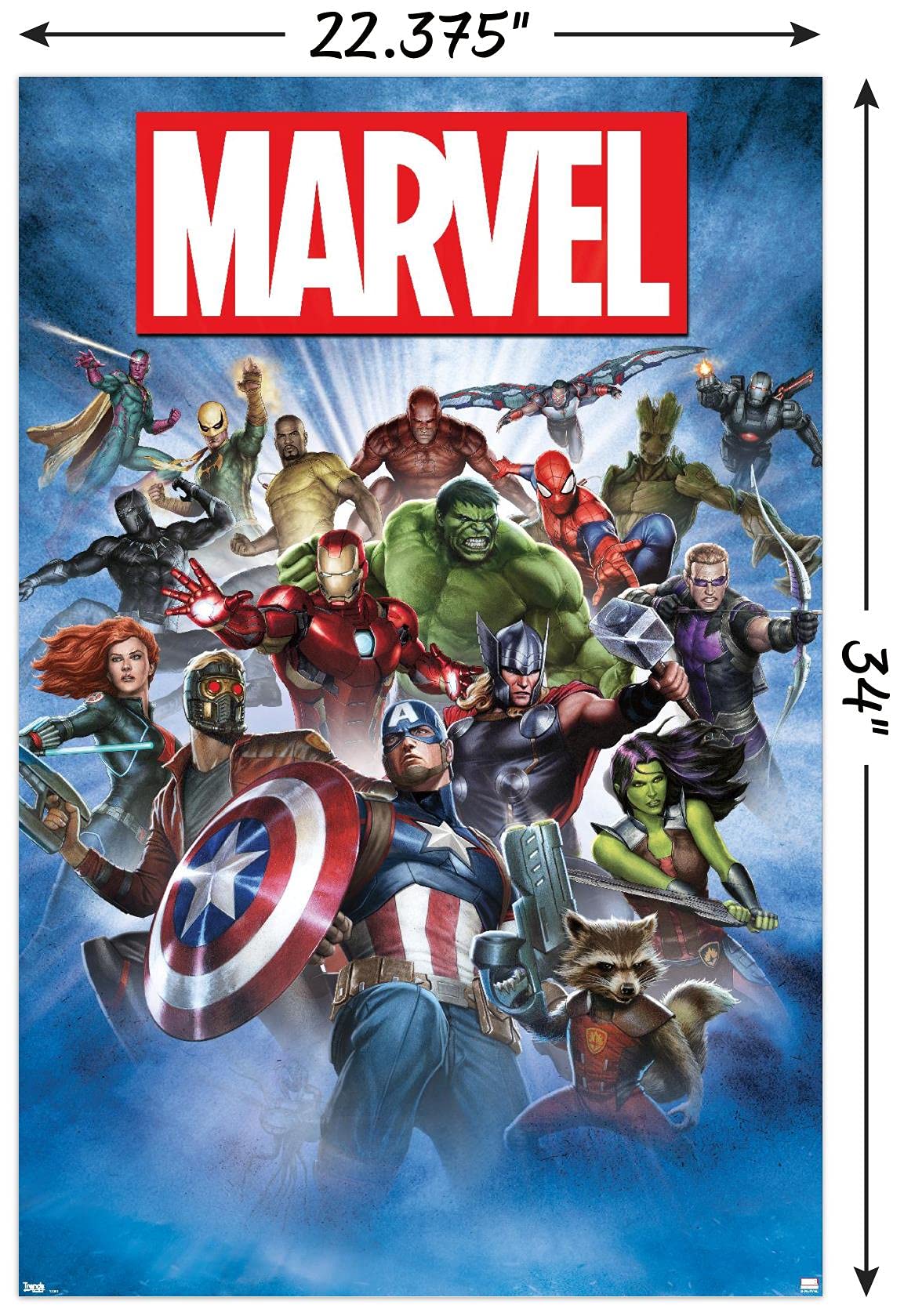Trends International Marvel Comics - Group Shot Wall Poster, 22.375'' X 34'', Poster & Clip Bundle