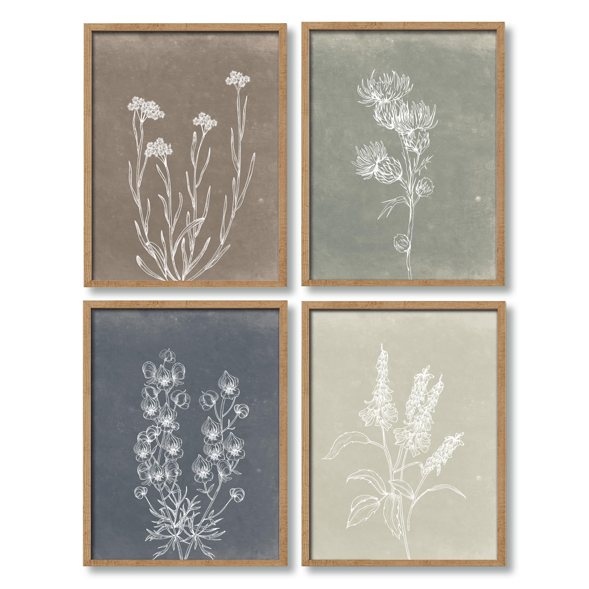 Heiple Framed Boho Wall Art Set Of 4 Wooden Wall Art For Rustic Vintage Farmhouse Home Living Room Bedroom Bathroom Kitchen Wall