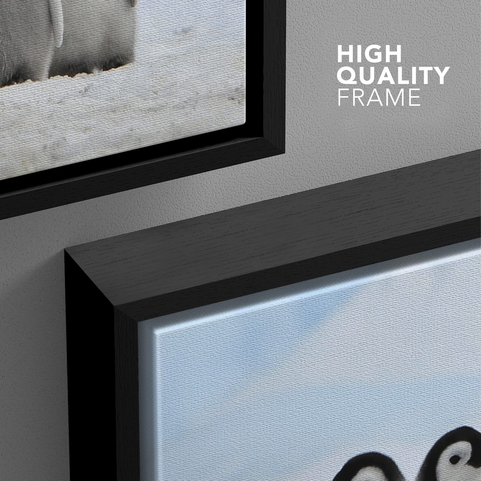 Wall26 - Framed Canvas Wall Art - Little Penguins - Giclee Print Gallery Wrap Modern Home Art Ready To Hang - 16''X24'' Black