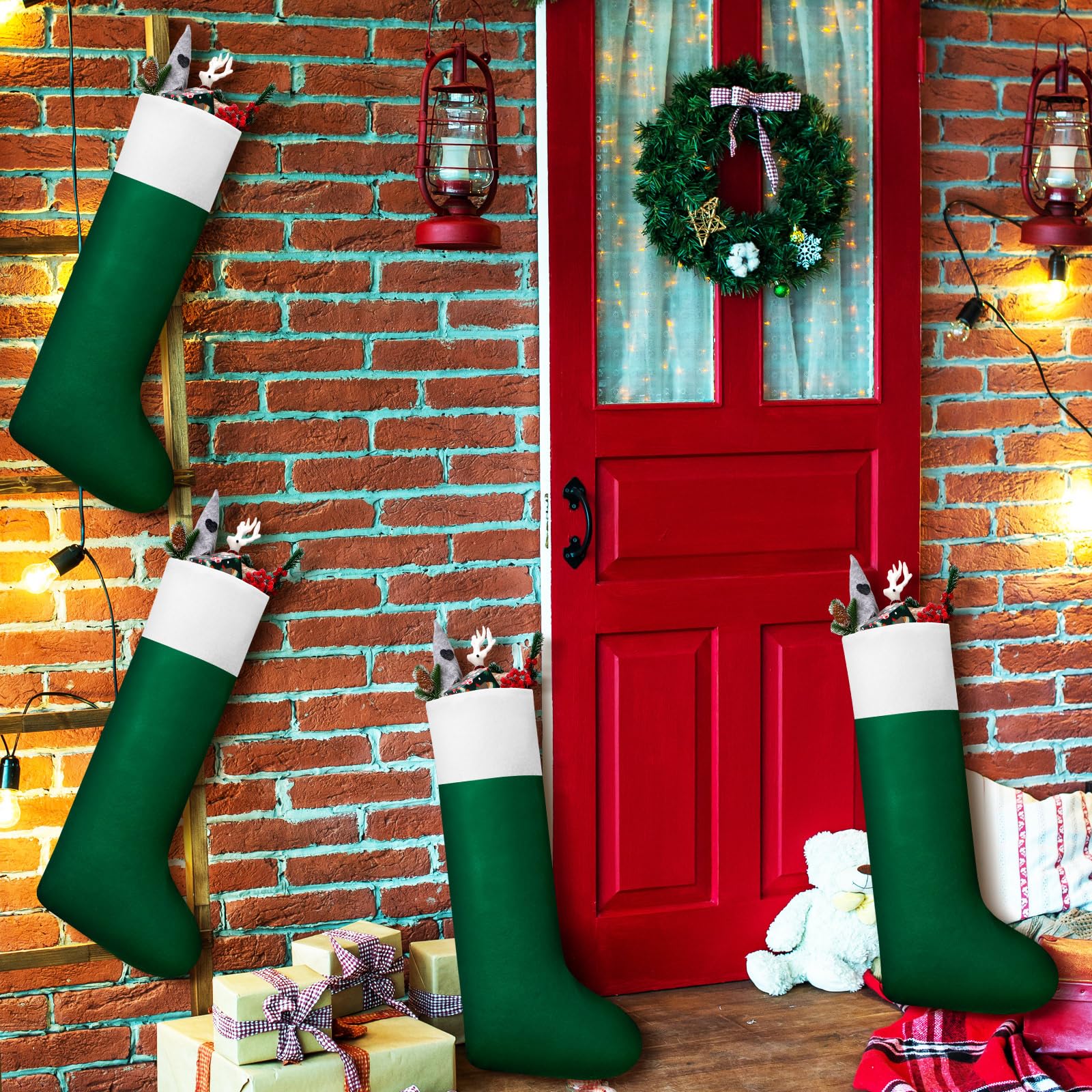 Ceenna 12 Pcs Giant Christmas Stocking Jumbo Christmas Tree Hanging Stockings Bulk 34 Inch Tall Oversized Large Xmas Fillable St