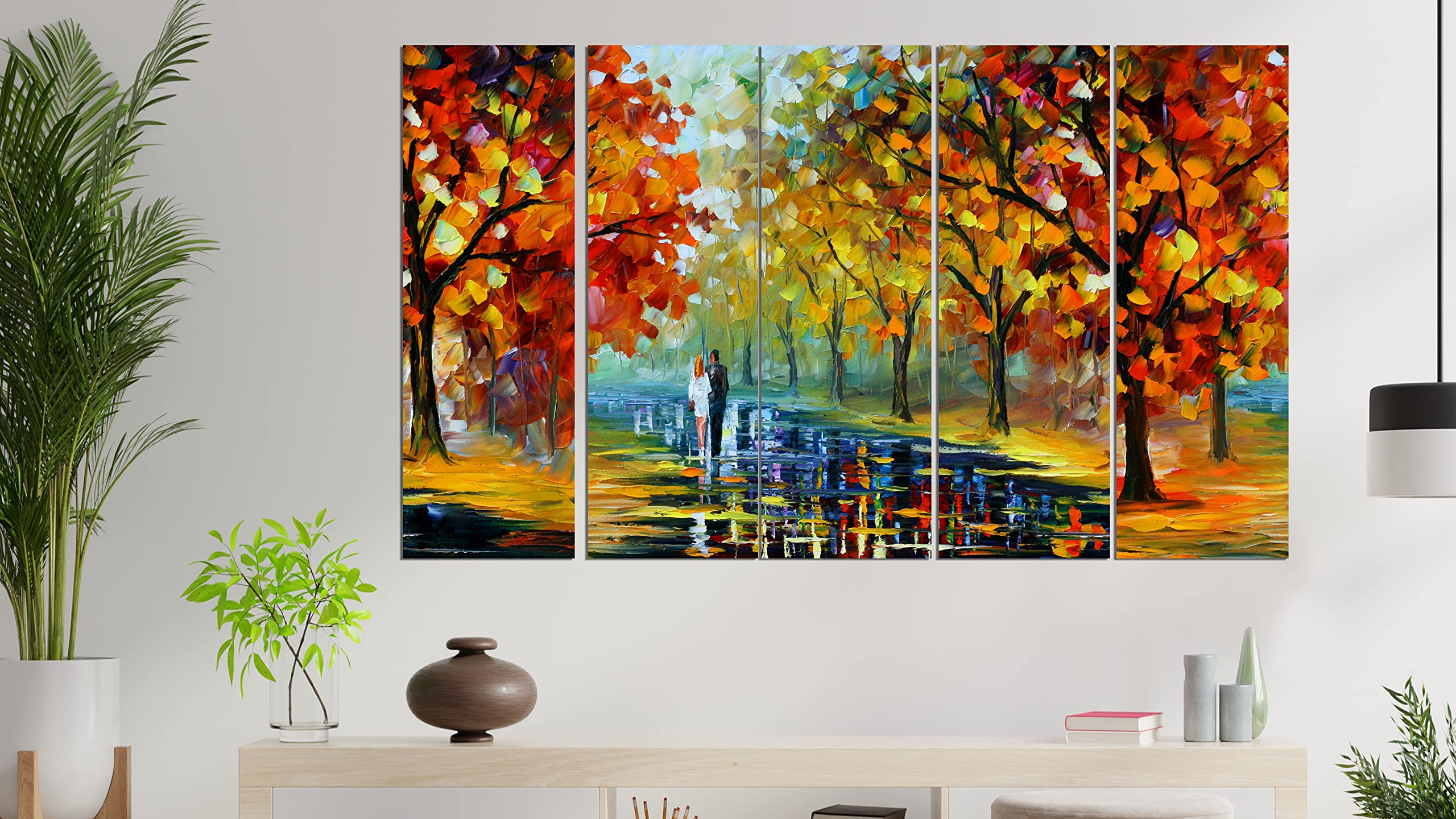 Maxstone Beautiful Tree With Love Bird Abstract Painting For Wall (60 X 30 Inch) Scenery Wall Painting Multiple Frames Wall Hang