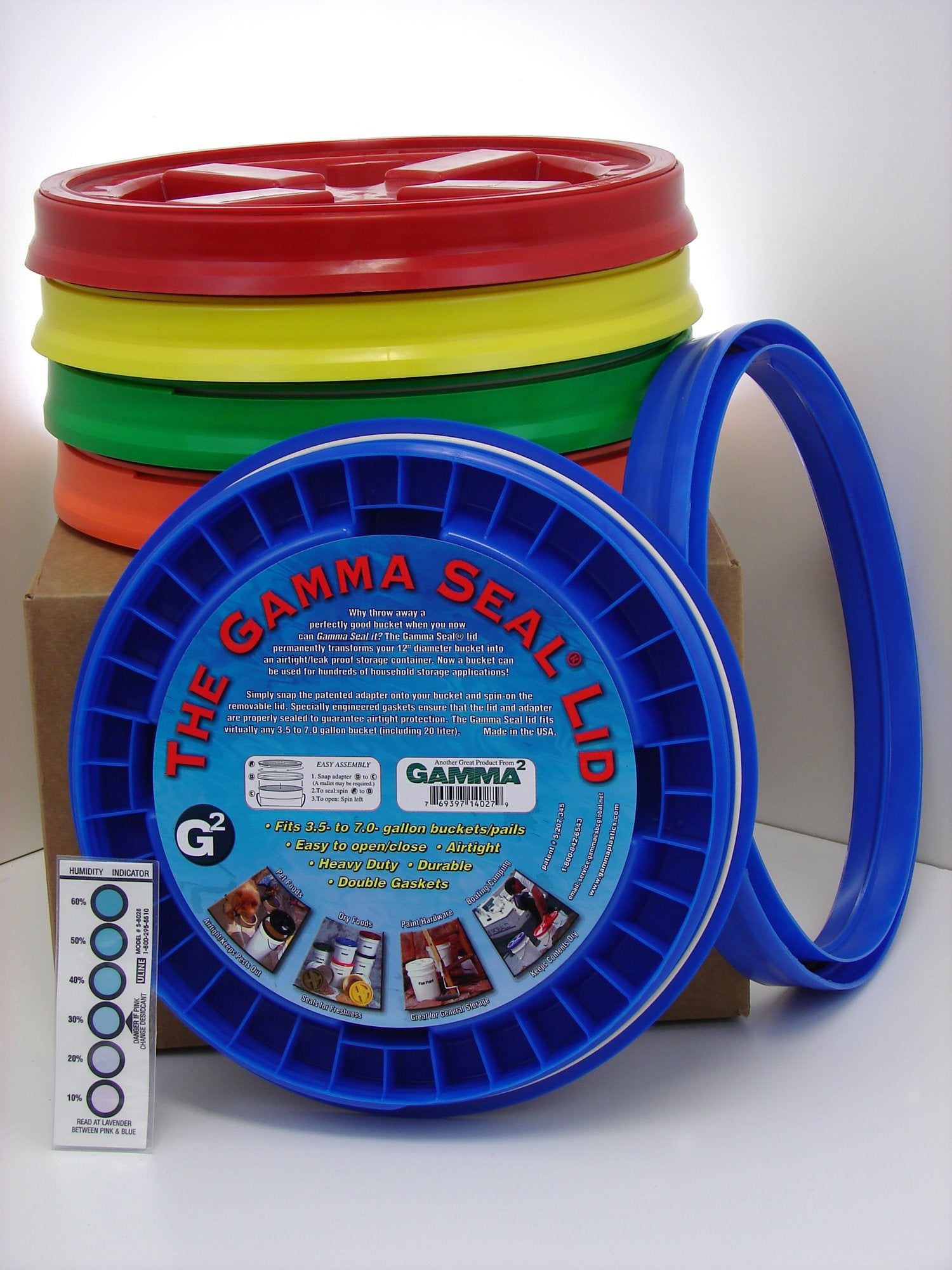 Gamma Seal Lid, Assorted Colors, - New! - Boxed! - 5 Gallon Bucket Lids (Fits 3.5, 5, 6, & 7 Gal.) Storage Container Lid by Gamm