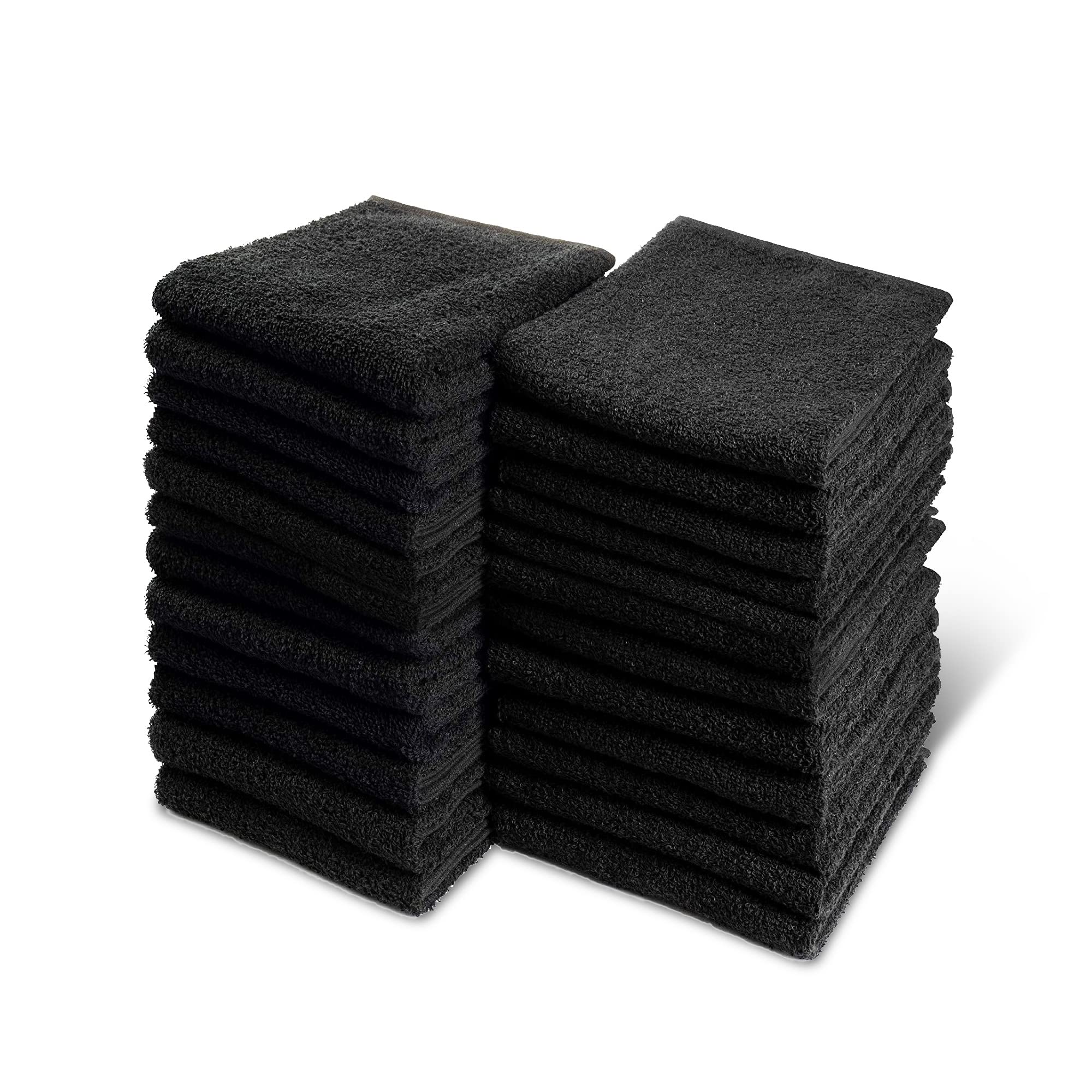 Groko Textiles Black Bleach Proof Towels Bulk Sets 72 Pack 100% Cotton 16'' X 27'' Color Safe, Stain Resistant, Quick Drying Tow