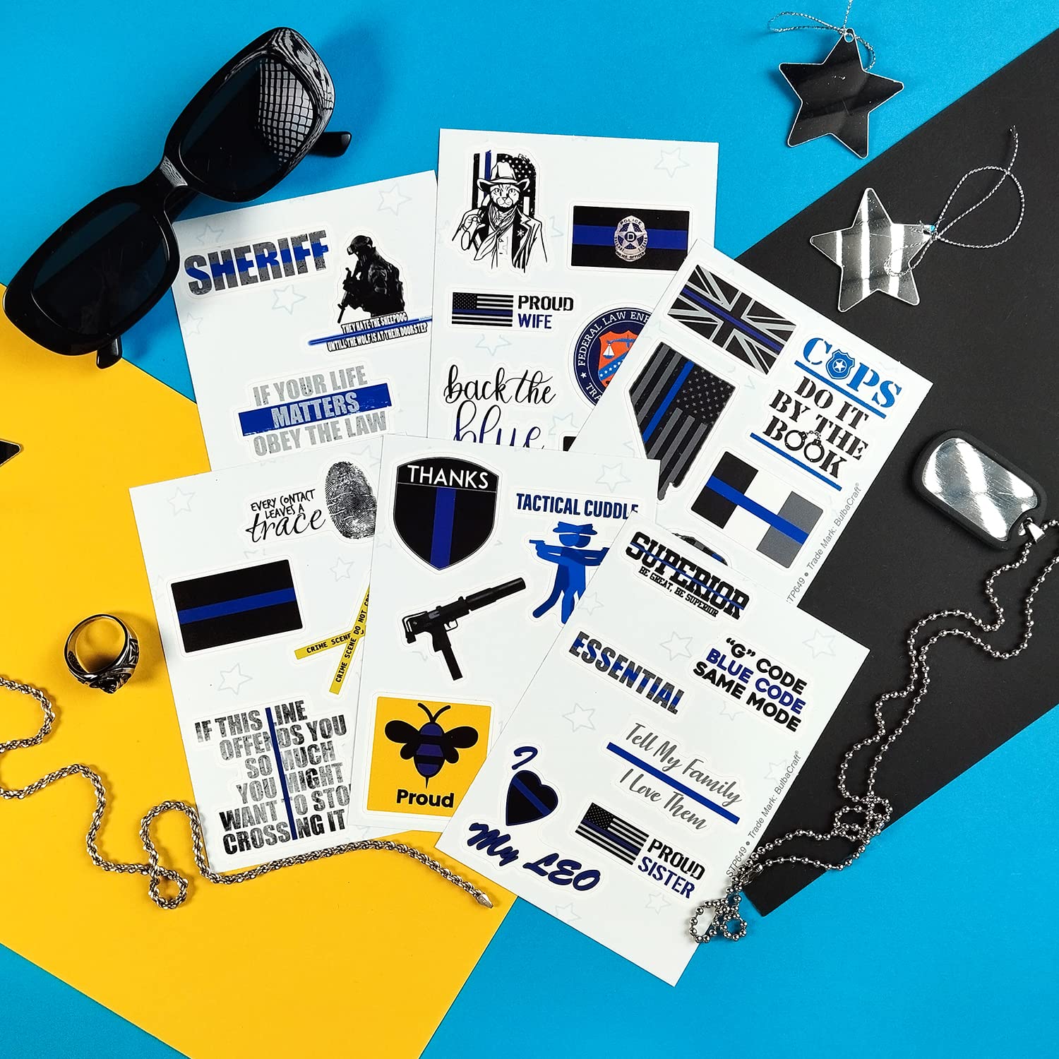 100Pcs Law Enforcement Stickers  Law Enforcement Support Decals  Law Enforcement Accessories  Law Enforcement Gifts  Thin Blue Line Stickers  Thin Blue Line Flag Stickers  Blue Line Gifts  Decorations