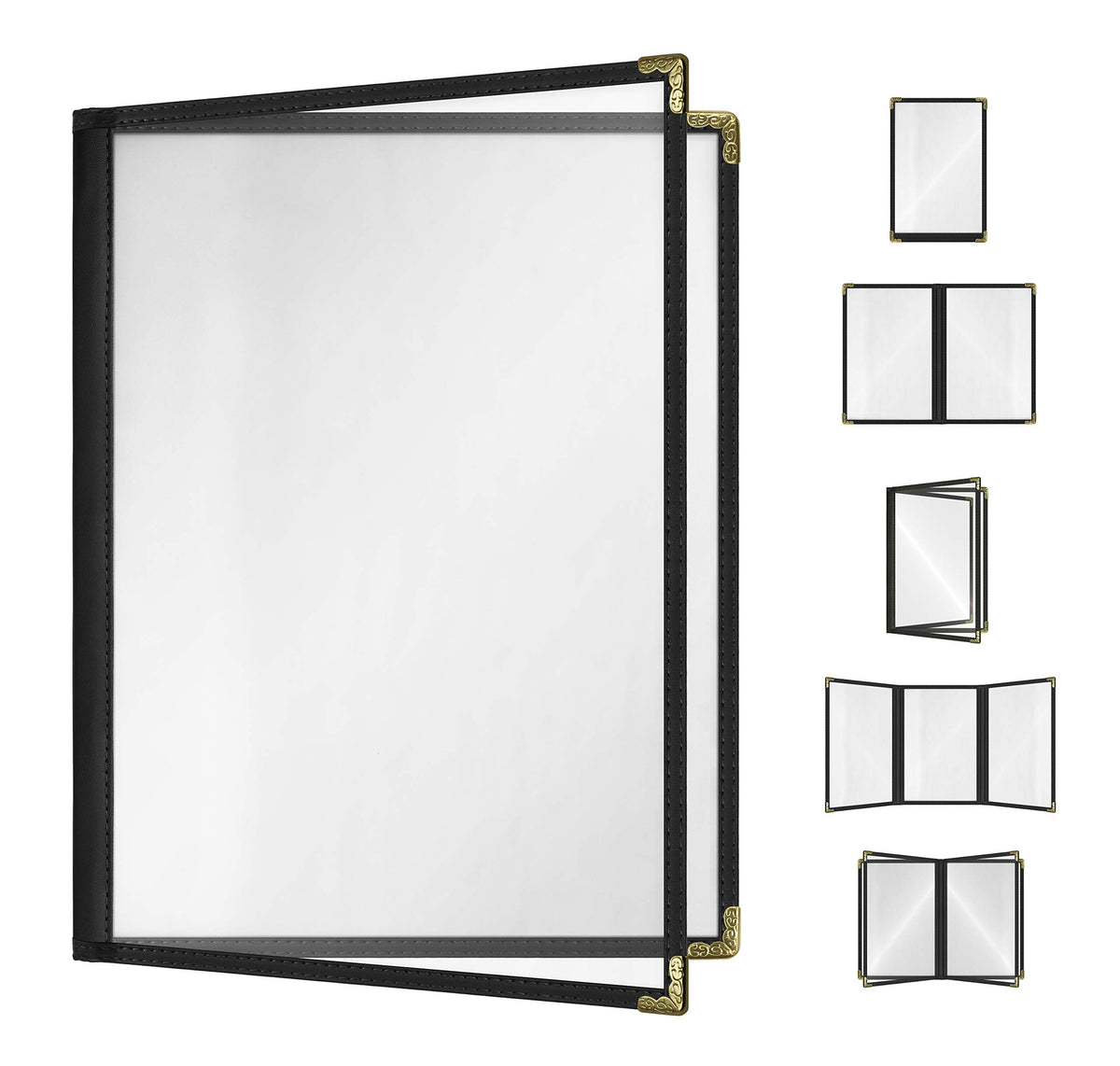 Goodsmart Restaurant Menu Covers - 25 Pack Black 8.5 '' X 11 '', 2-Page/4-View, Side-Loading Vinyl Menu Holders, Clear Sleeves,