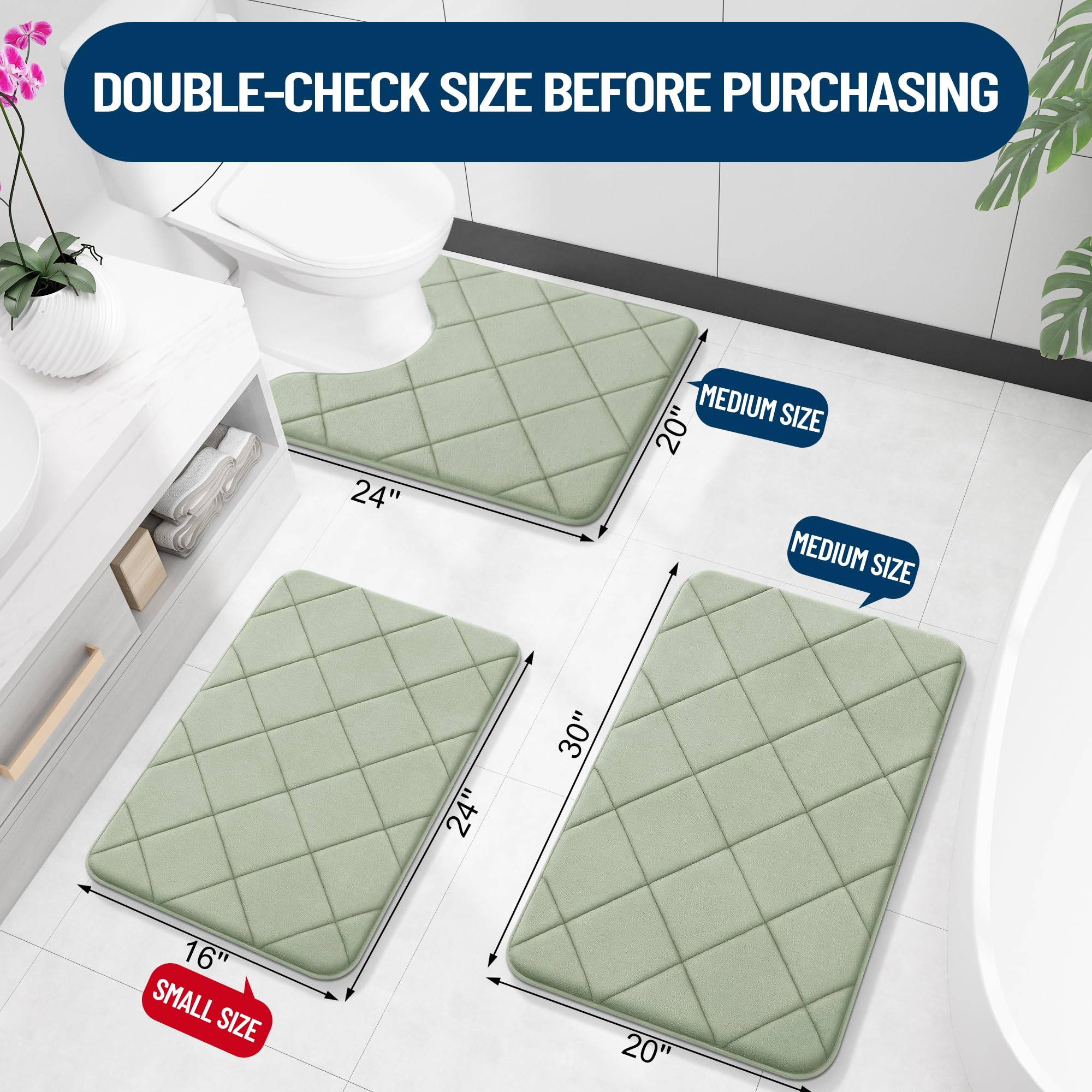 Olanly Memory Foam Bath Mat 30X20, Ultra Soft And Absorbent Bathroom Mat, Machine Washable Bathroom Rugs, Comfortable, Thick Bat