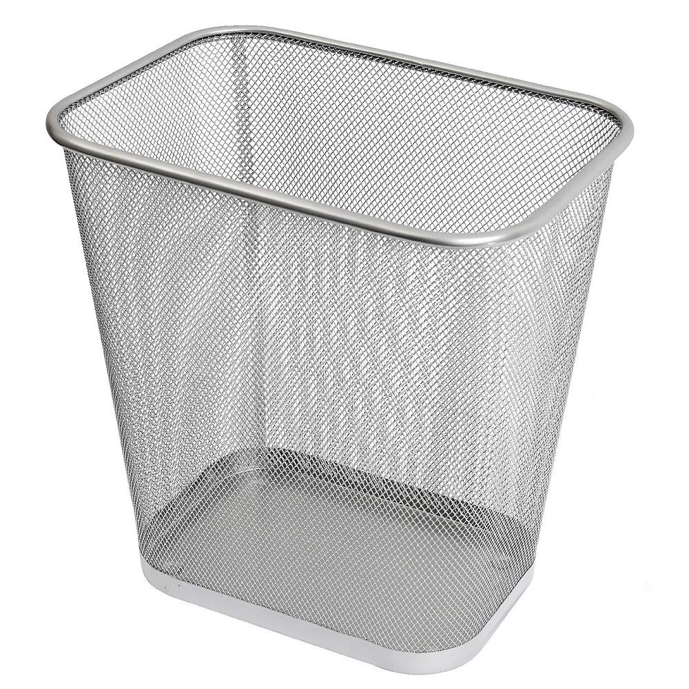 Ybmhome Steel Mesh Rectangular Open Top Waste Basket Bin Trash Can For Office Home 8X12X12 Inches 1042S (1, Silver)