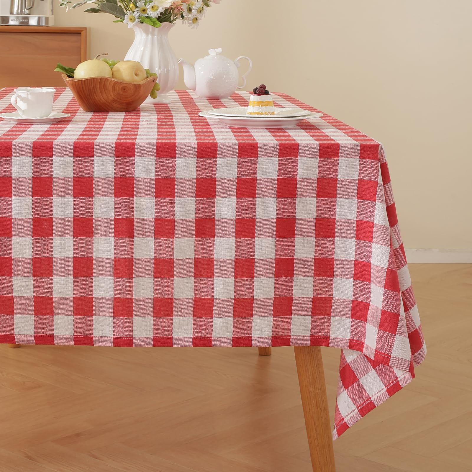 Alsoo Gingham Tablecloth Rectangle Table Cloth Heavy Duty Cotton Checkered Table Cover Buffalo Plaid Tablecloths for Spring Picn