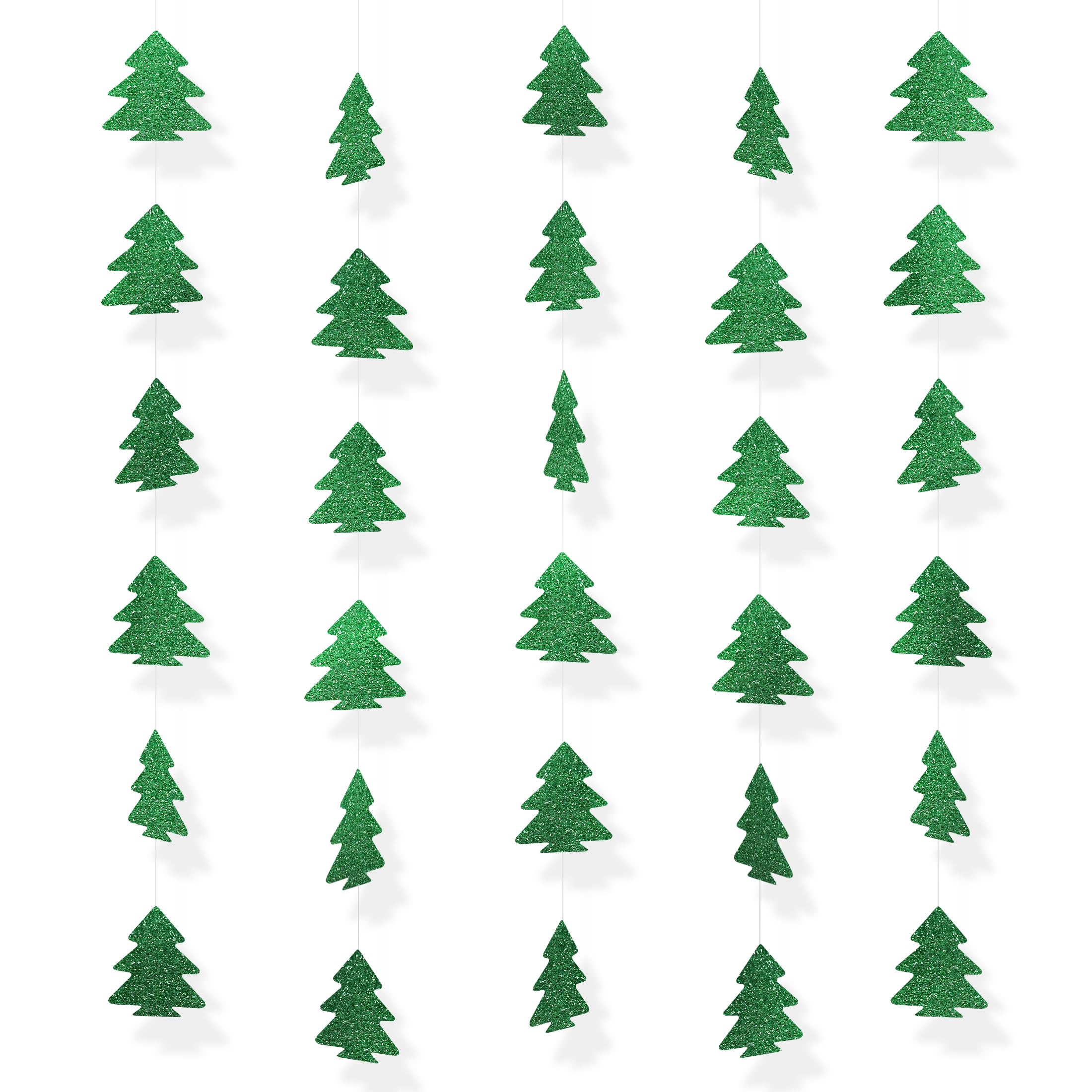 4PCS Glitter Tree Garland Paper Banner Hanging Party Supplies Ceiling Hanging Decorations for Christmas Party Decorations (Red, 