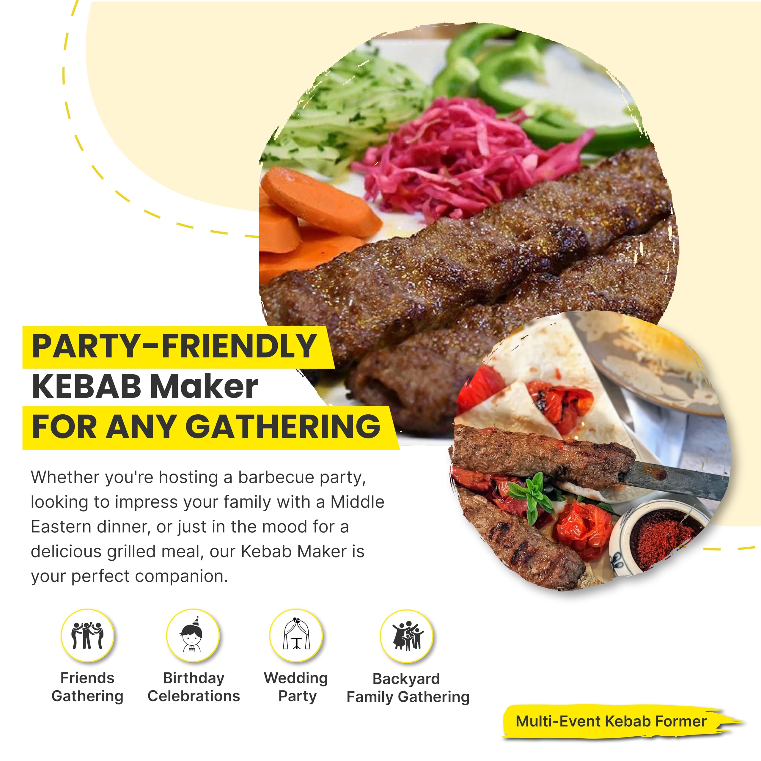 Premium Aluminum Trustella Kebab Maker | Create Flawless, Professional Skewers | Heavy-Duty, Non-Stick, Food Grade Teflon Coatin